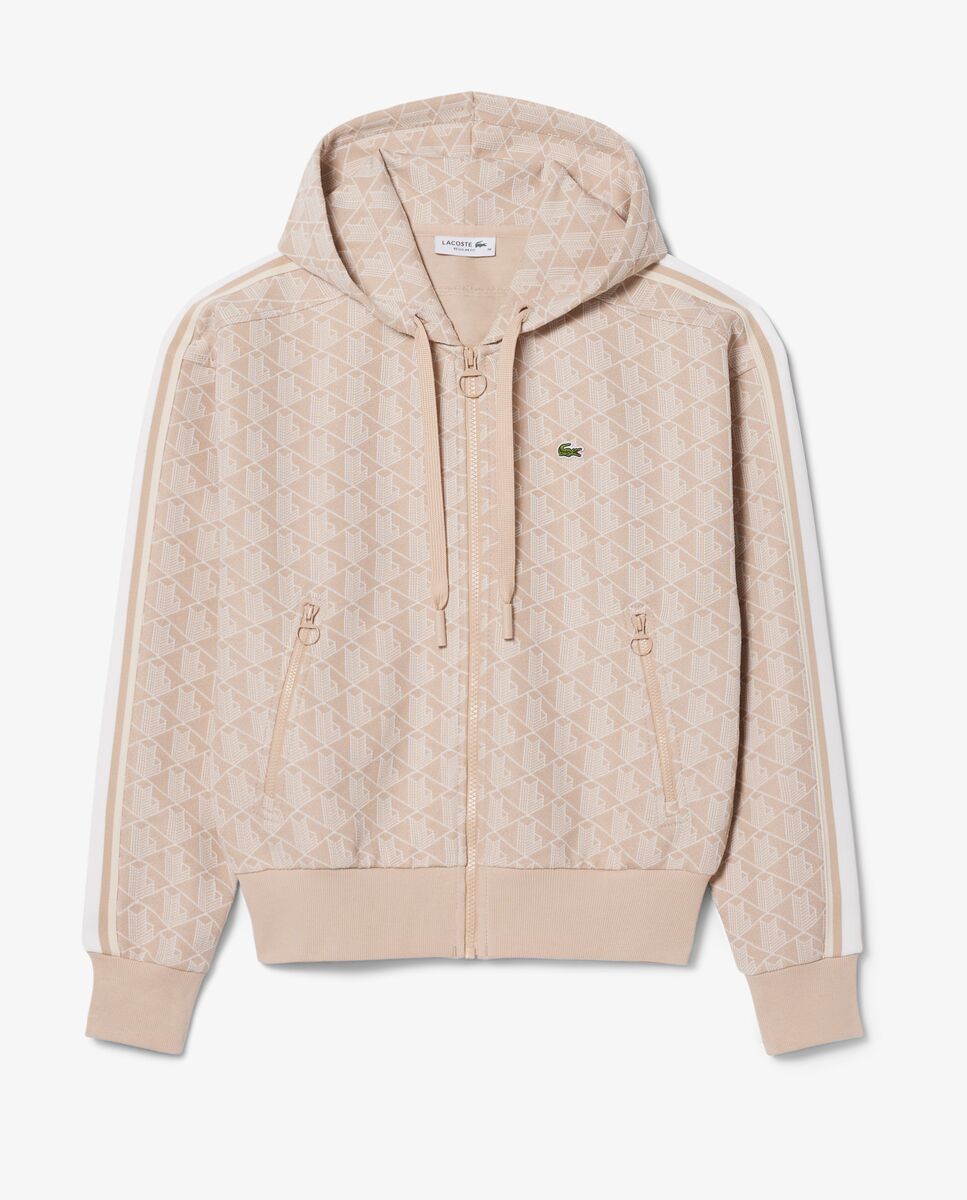 Sudadera de mujer con capucha de jacquard con monograma - Lacoste - Beige Beige-5