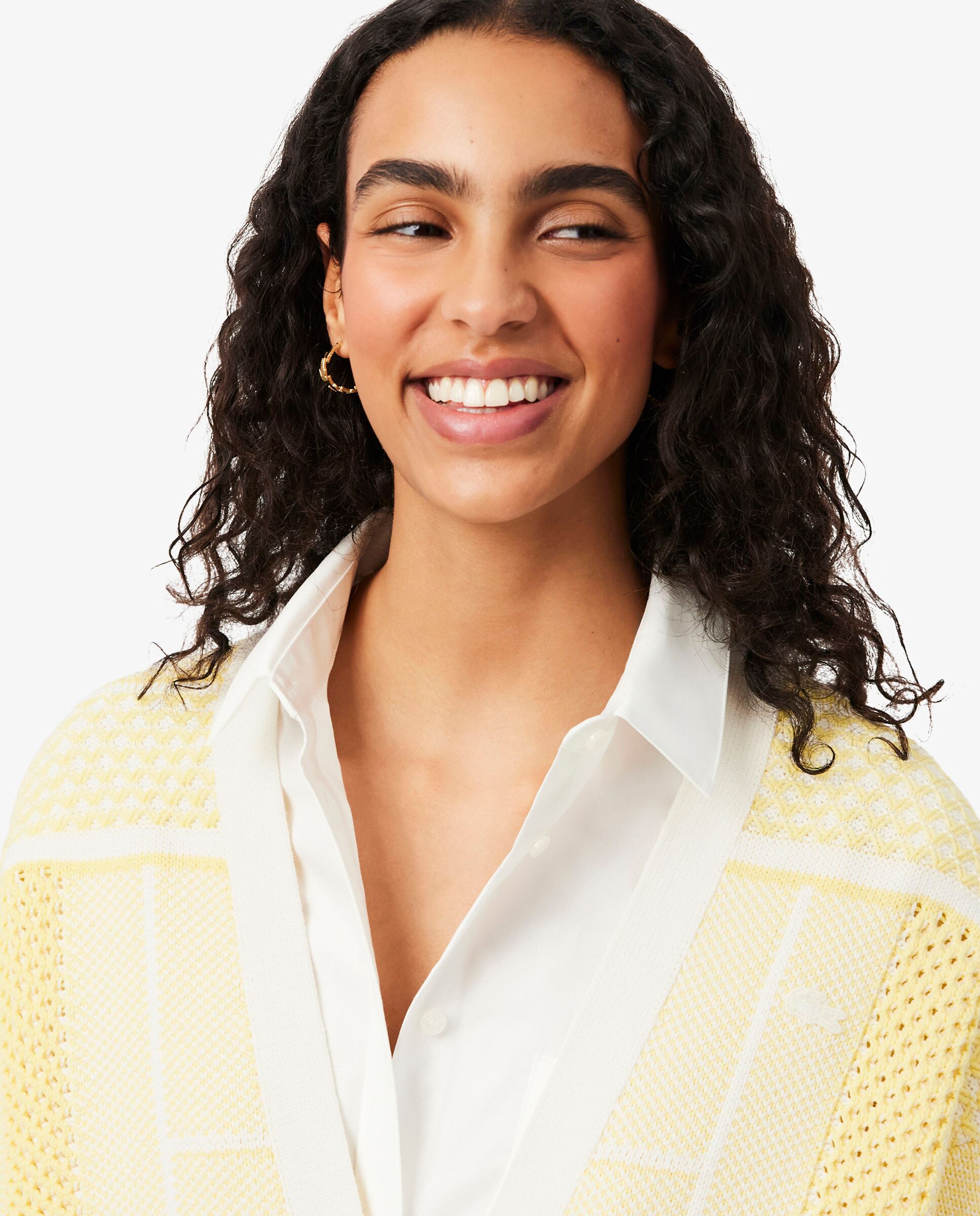 Chaqueta de mujer de punto larga de jacquard con pista de tenis en blanco de manga larga - Lacoste - Blanco Blanco-2
