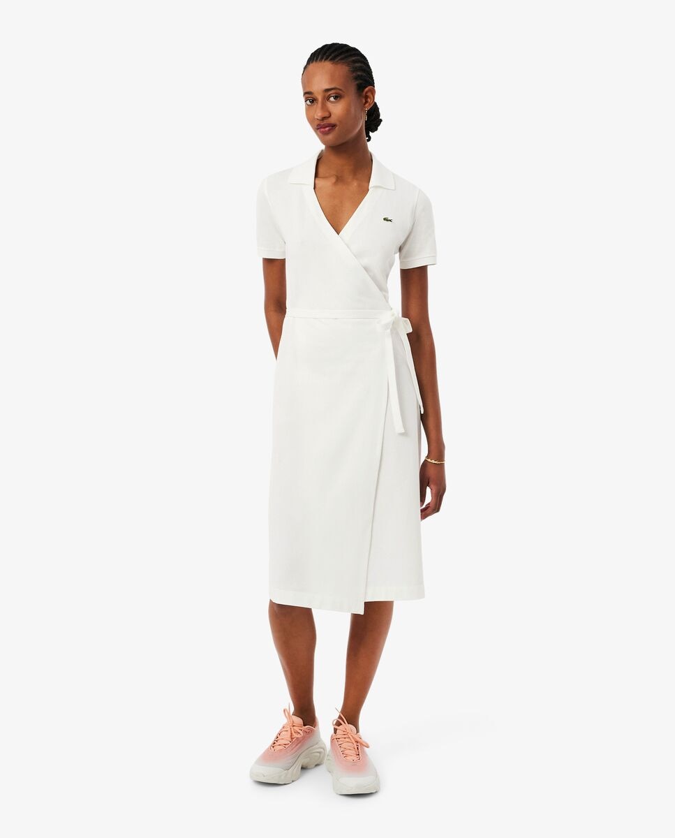 Lacoste - Vestido corto de minipiqué elástico de manga corta.