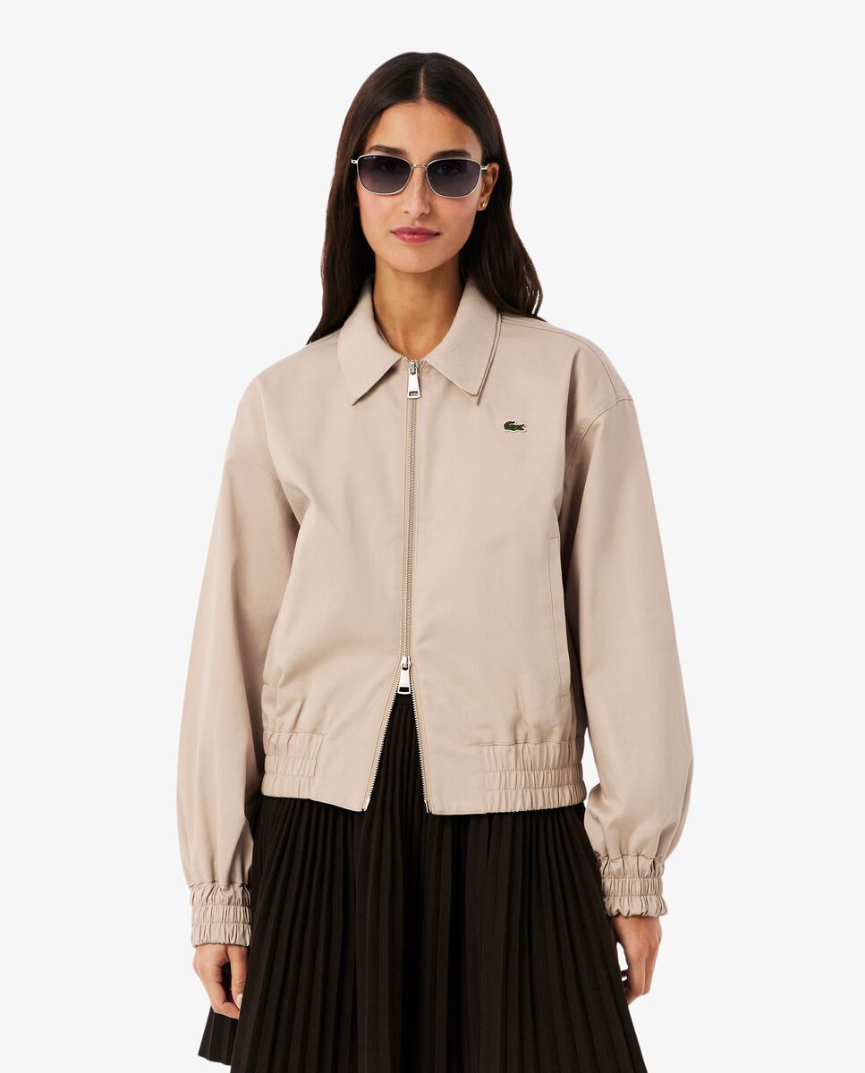 Chaqueta de mujer elástica con cuello doble - Lacoste - Beige Beige-1