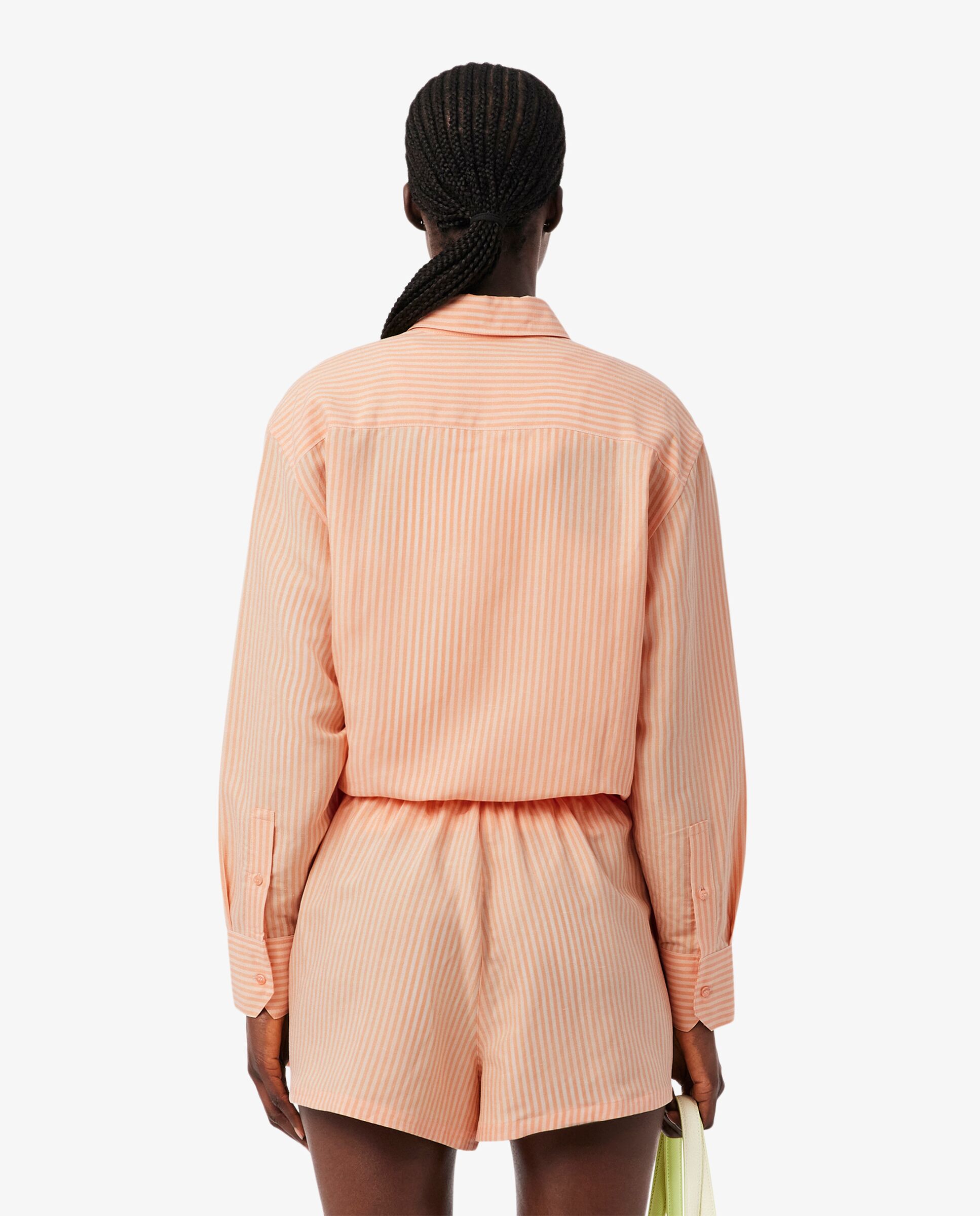 Camisa de mujer oversized de mezcla de lino en rosa de manga larga - Lacoste - Naranja Naranja-2