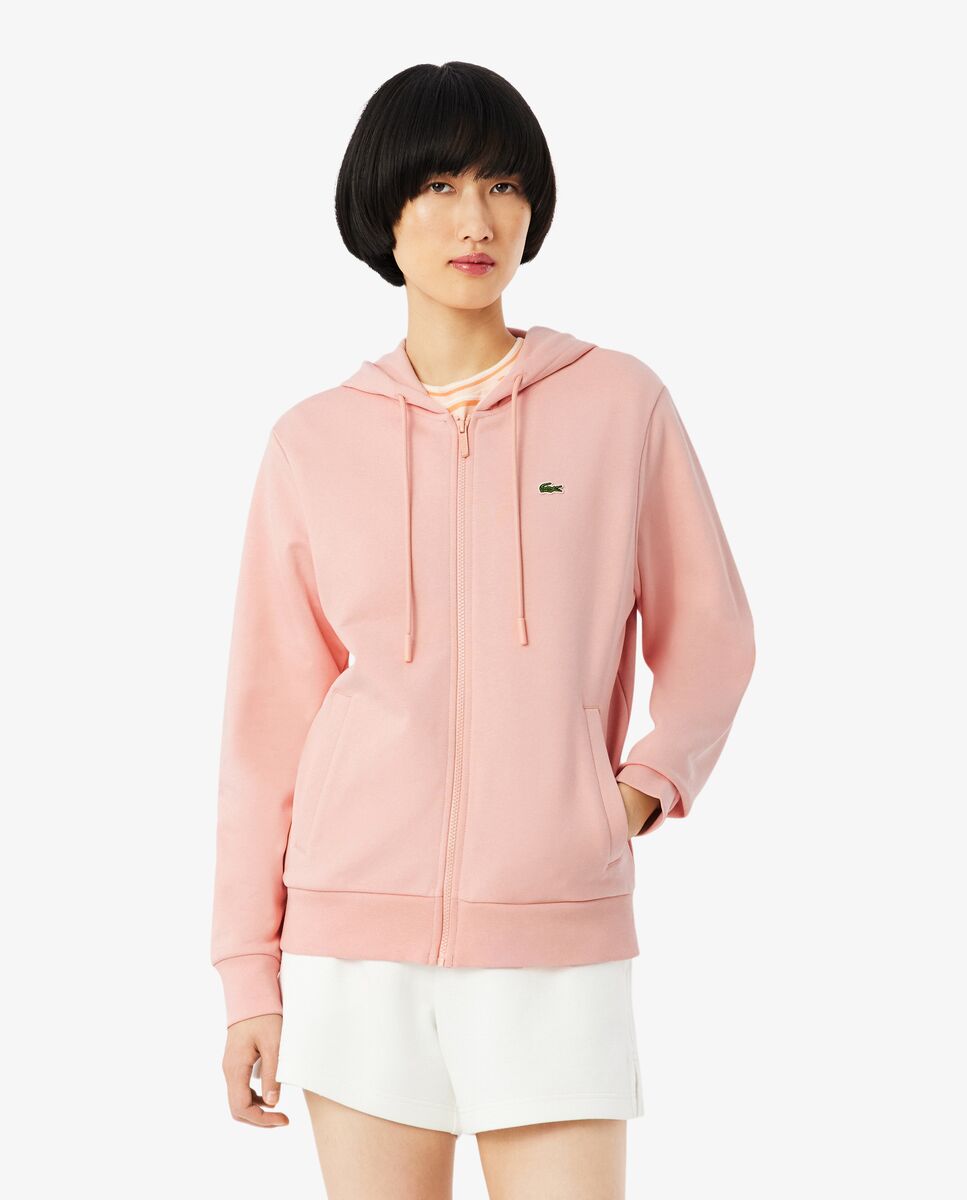 Sudadera de mujer con capucha de felpa con cremallera - Lacoste - Rosa pastel Rosa-2