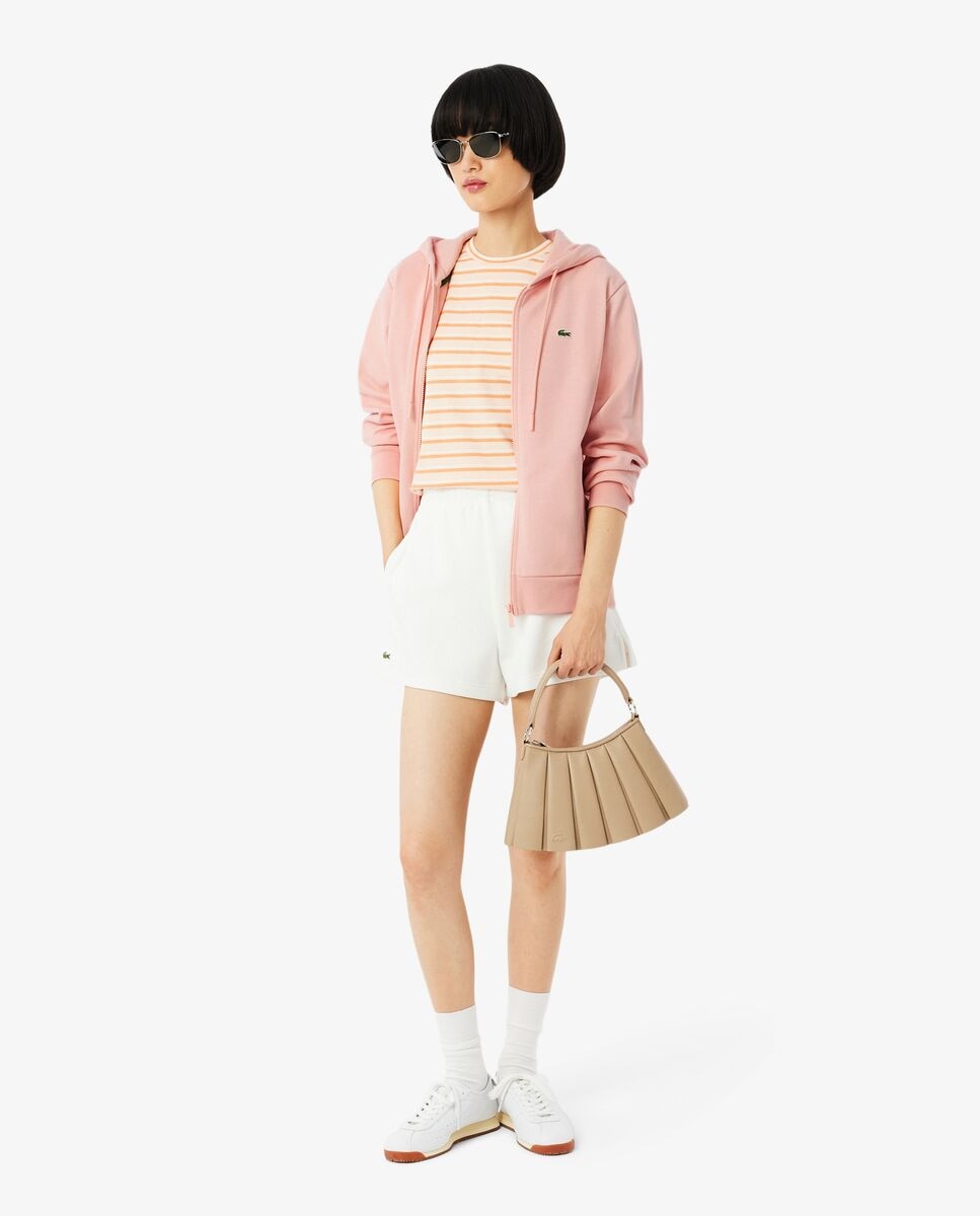 Sudadera de mujer con capucha de felpa con cremallera - Lacoste - Rosa pastel Rosa-5
