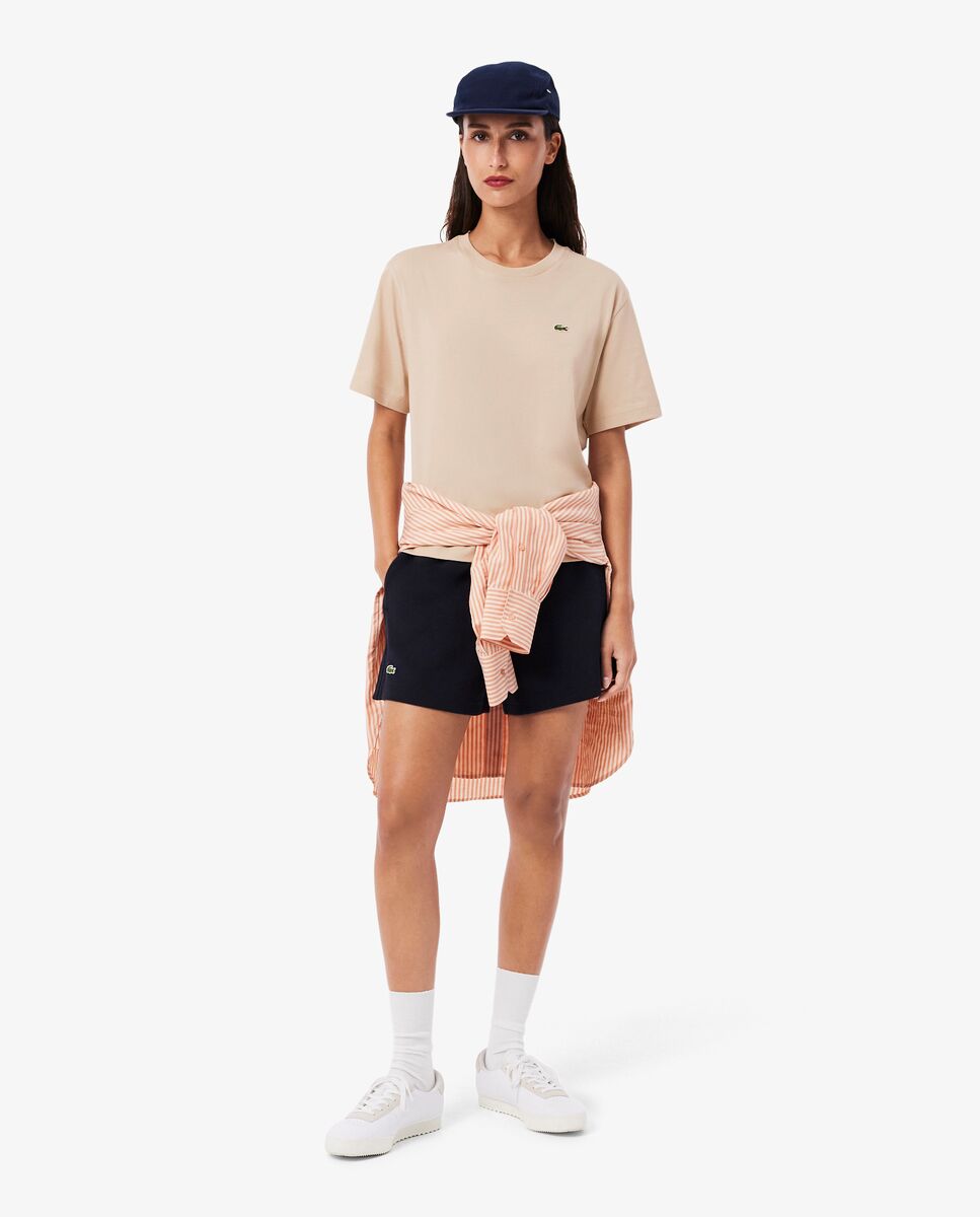 Camiseta de mujer de corte holgado de algodón suave de manga corta - Lacoste - Beige Beige-5