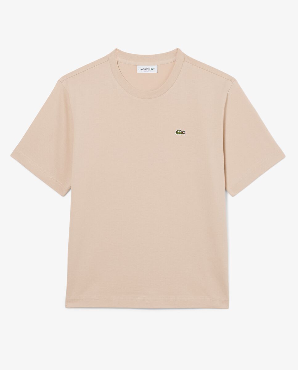Camiseta de mujer de corte holgado de algodón suave de manga corta - Lacoste - Beige Beige-6