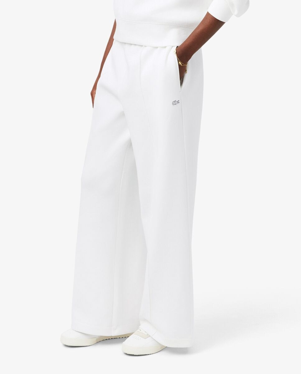 Pantalón de mujer de chándal de corte amplio de punto - Lacoste - Blanco Blanco-4
