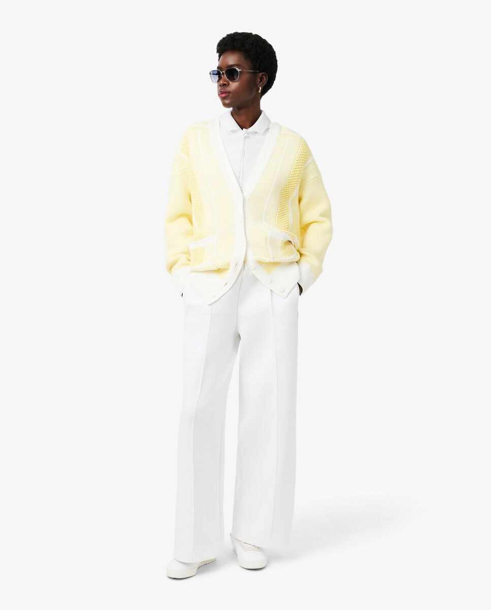 Pantalón de mujer de chándal de corte amplio de punto - Lacoste - Blanco Blanco-5