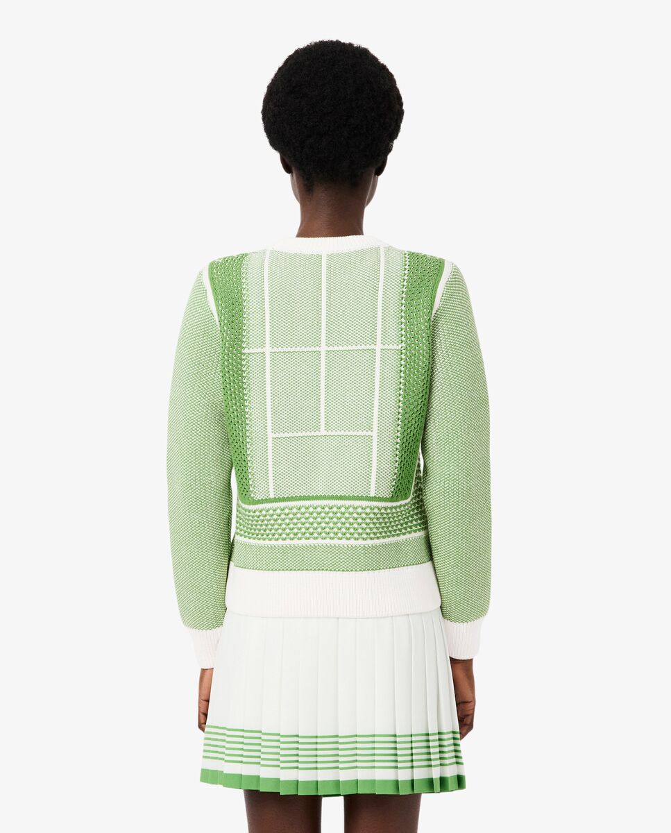 Jersey de jacquard gráfico con pista de tenis - Lacoste - Blanco Blanco-3