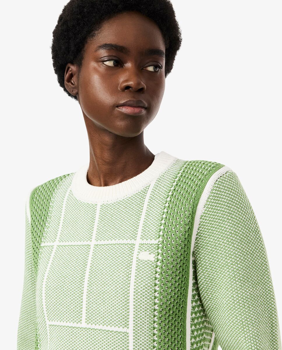 Jersey de jacquard gráfico con pista de tenis - Lacoste - Blanco Blanco-4