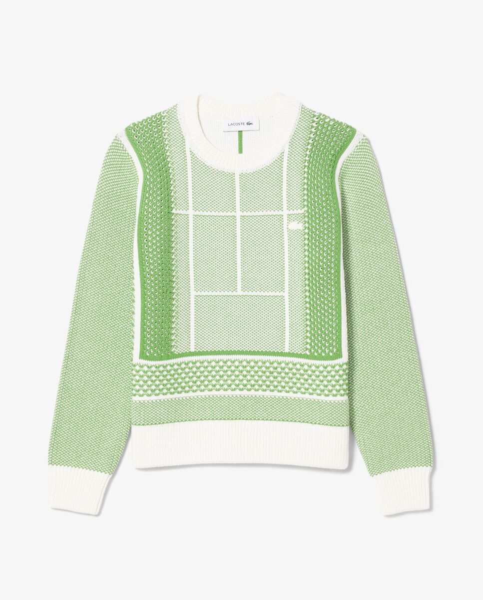 Jersey de jacquard gráfico con pista de tenis - Lacoste - Blanco Blanco-6