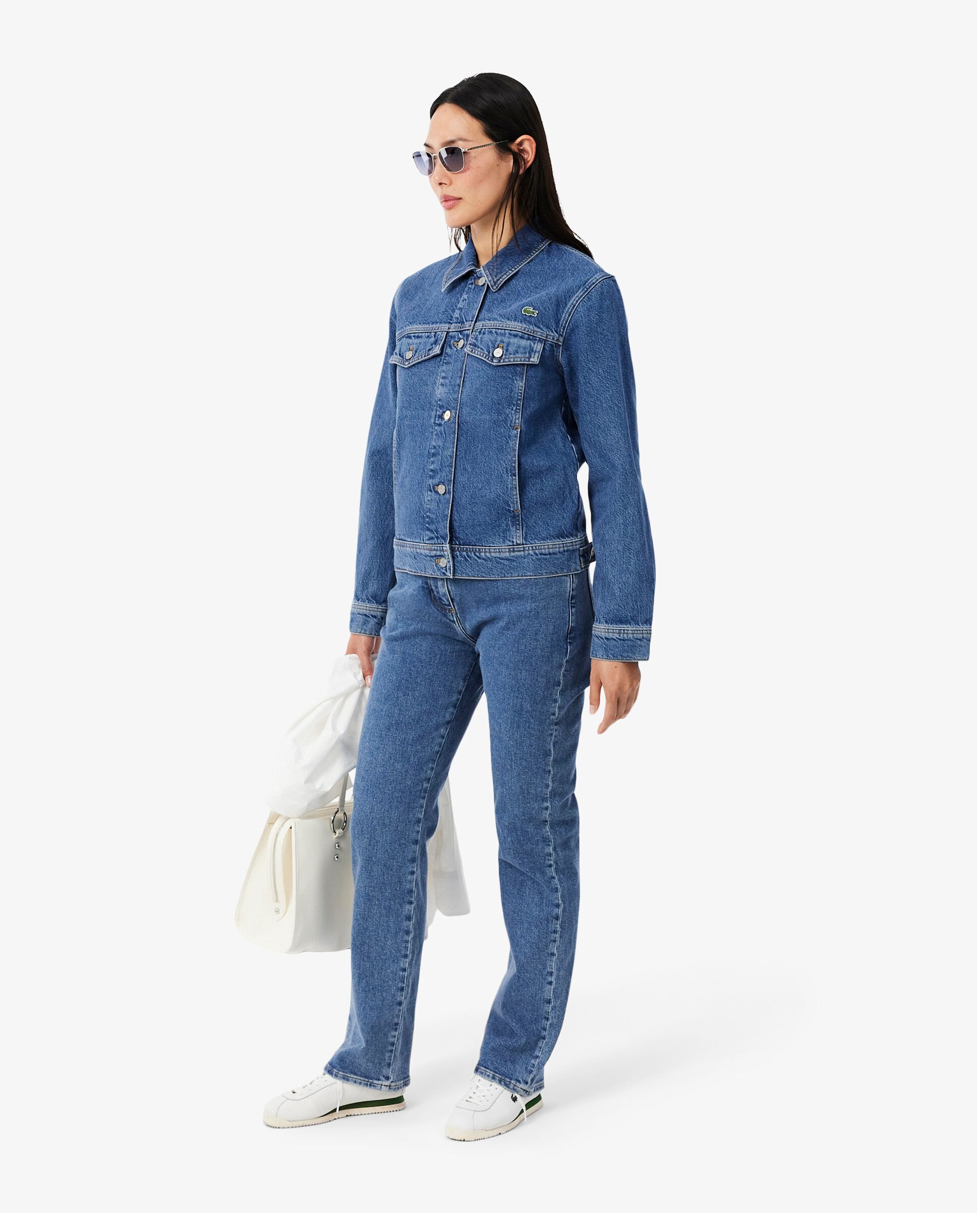 Cazadora de mujer vaquera de algodón - Lacoste - Azul claro Azul claro-4