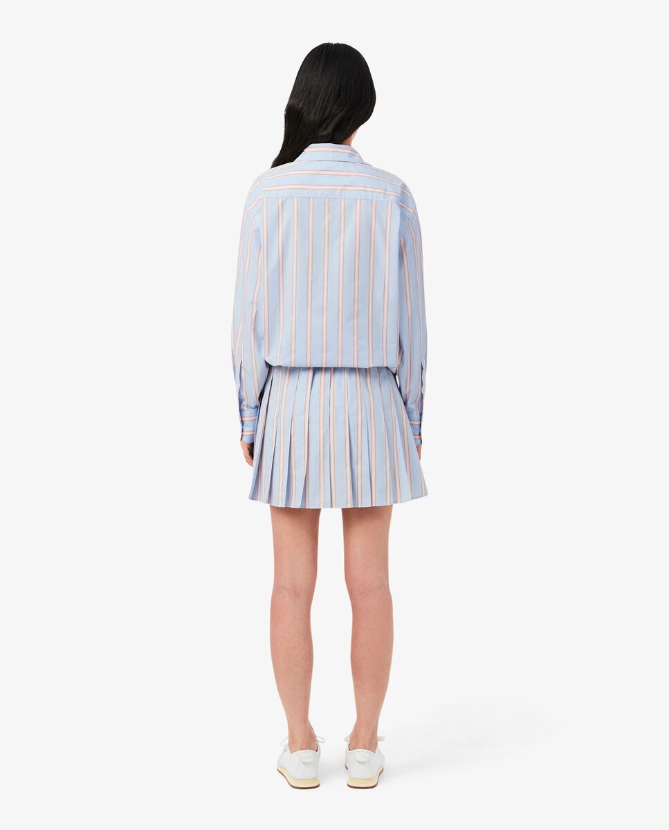 Falda corta plisada de popelín de rayas en marrón - Lacoste - Azul / Blanco Azul / Blanco-2