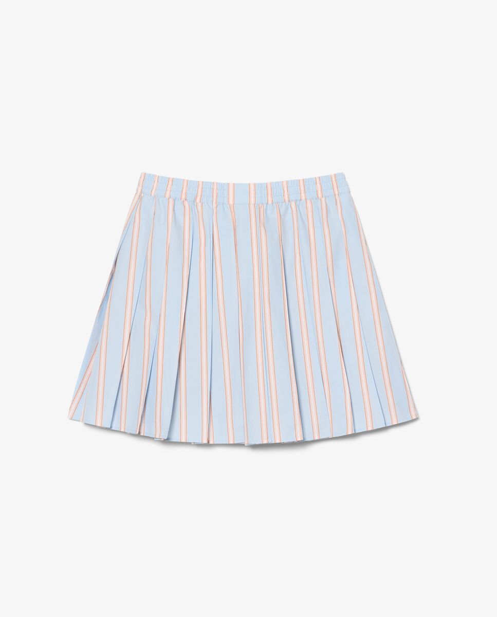 Falda corta plisada de popelín de rayas en marrón - Lacoste - Azul / Blanco Azul / Blanco-5