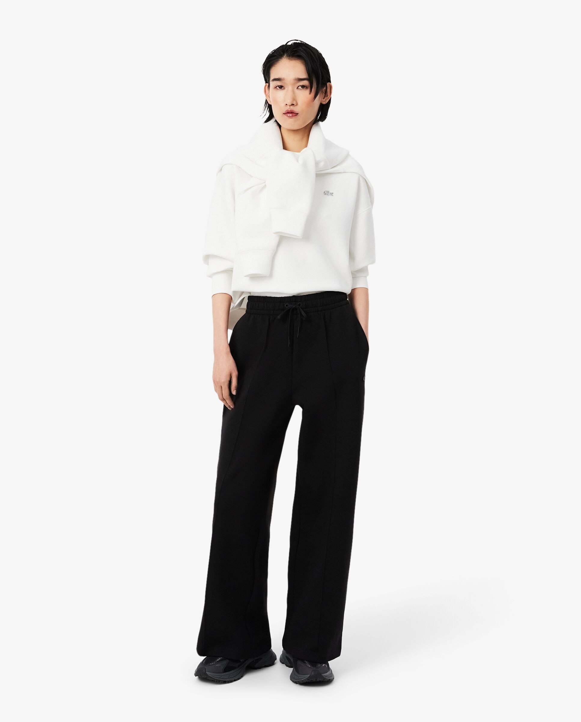 Pantalón de mujer de chándal de corte amplio de punto - Lacoste - Negro Negro-4