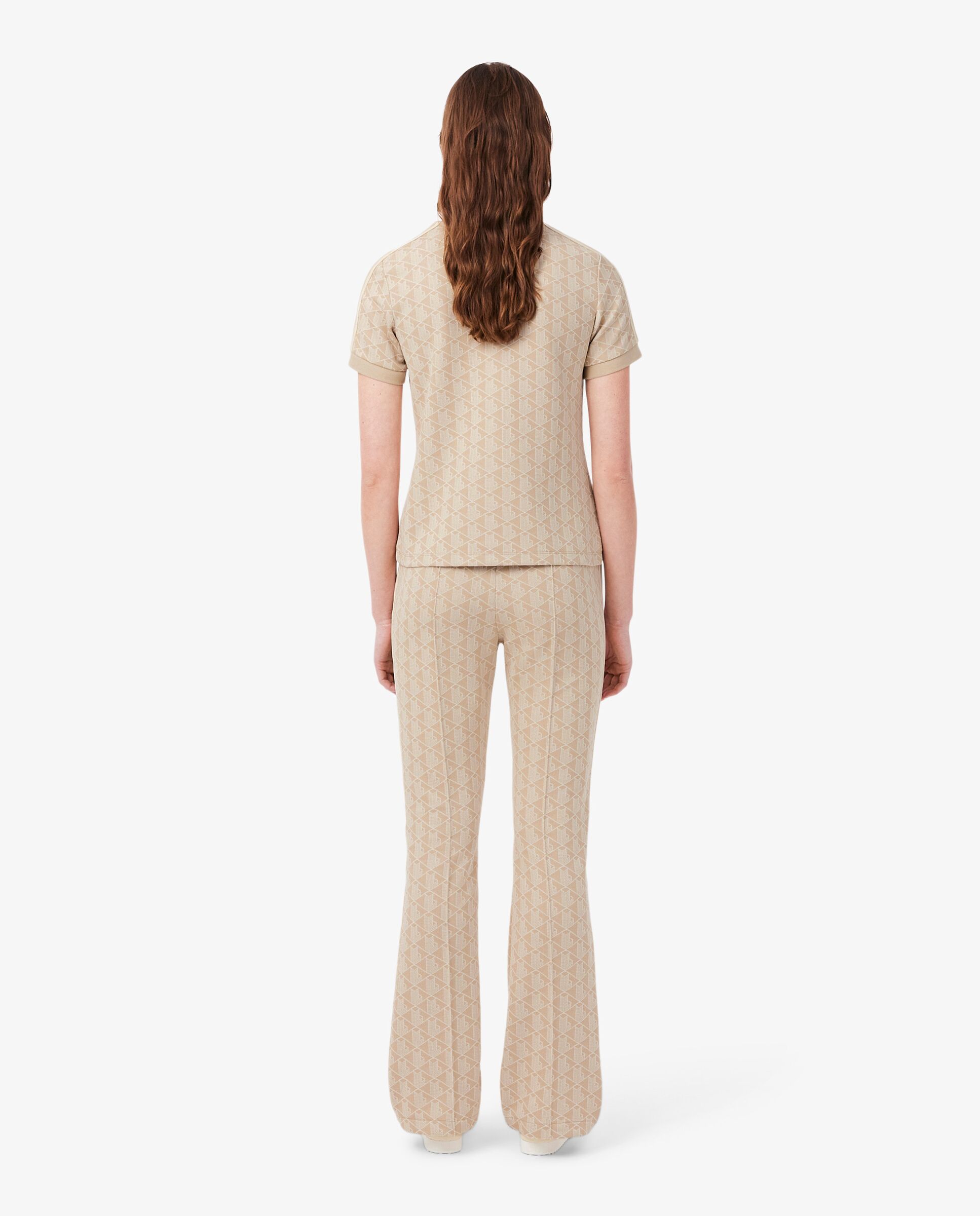 Pantalón de mujer de chándal acampanado con monograma - Lacoste - Beige Beige-2