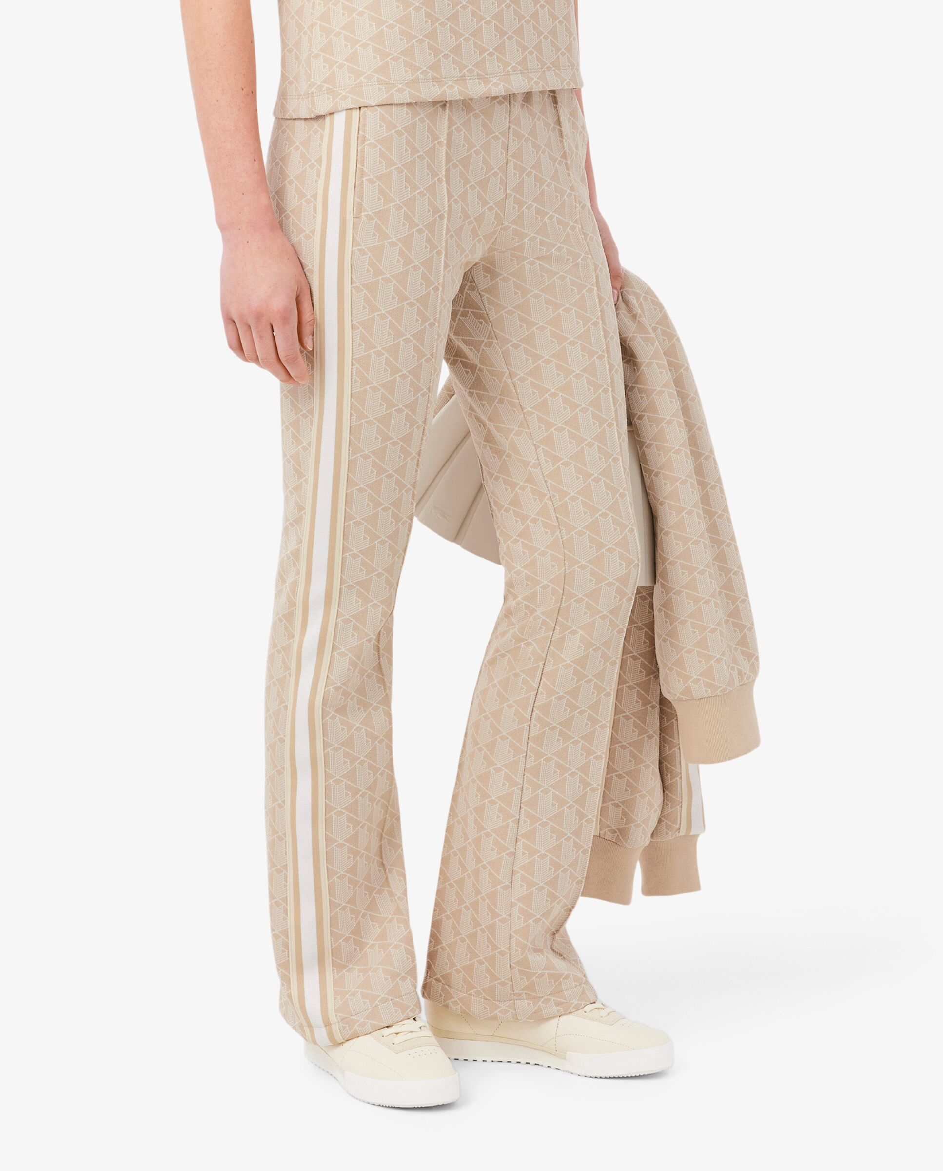 Pantalón de mujer de chándal acampanado con monograma - Lacoste - Beige Beige-3