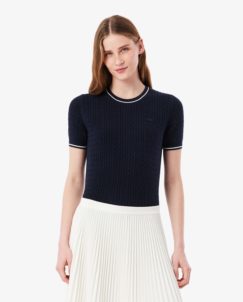 Jersey de manga corta de punto con ochos en azul - Lacoste - Azul marino Azul marino-1