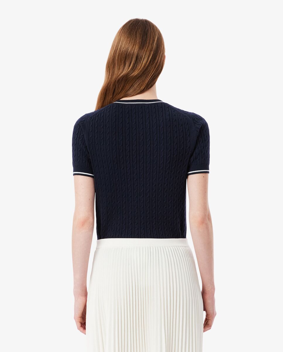 Jersey de manga corta de punto con ochos en azul - Lacoste - Azul marino Azul marino-2
