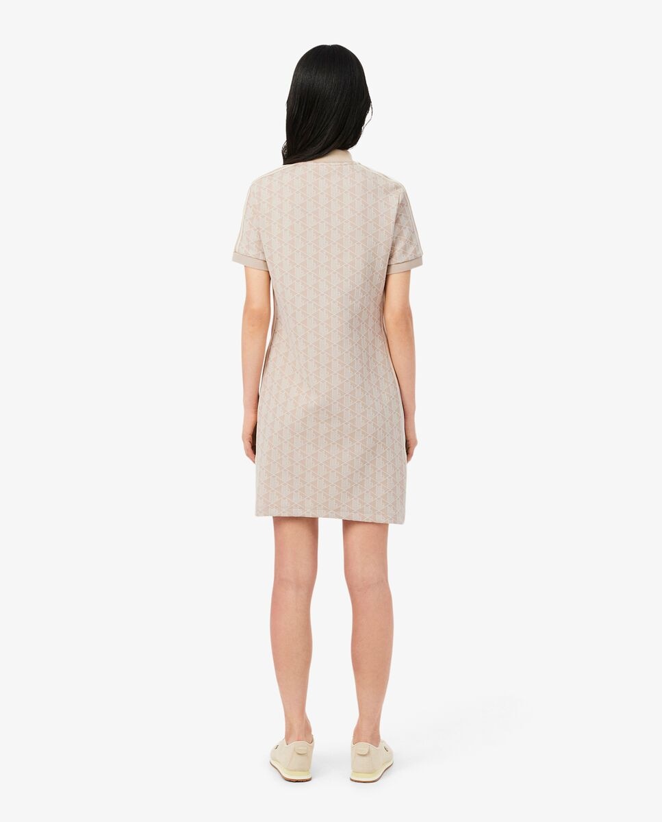 Vestido polo de corte ajustado con monograma - Lacoste - Beige Beige-3