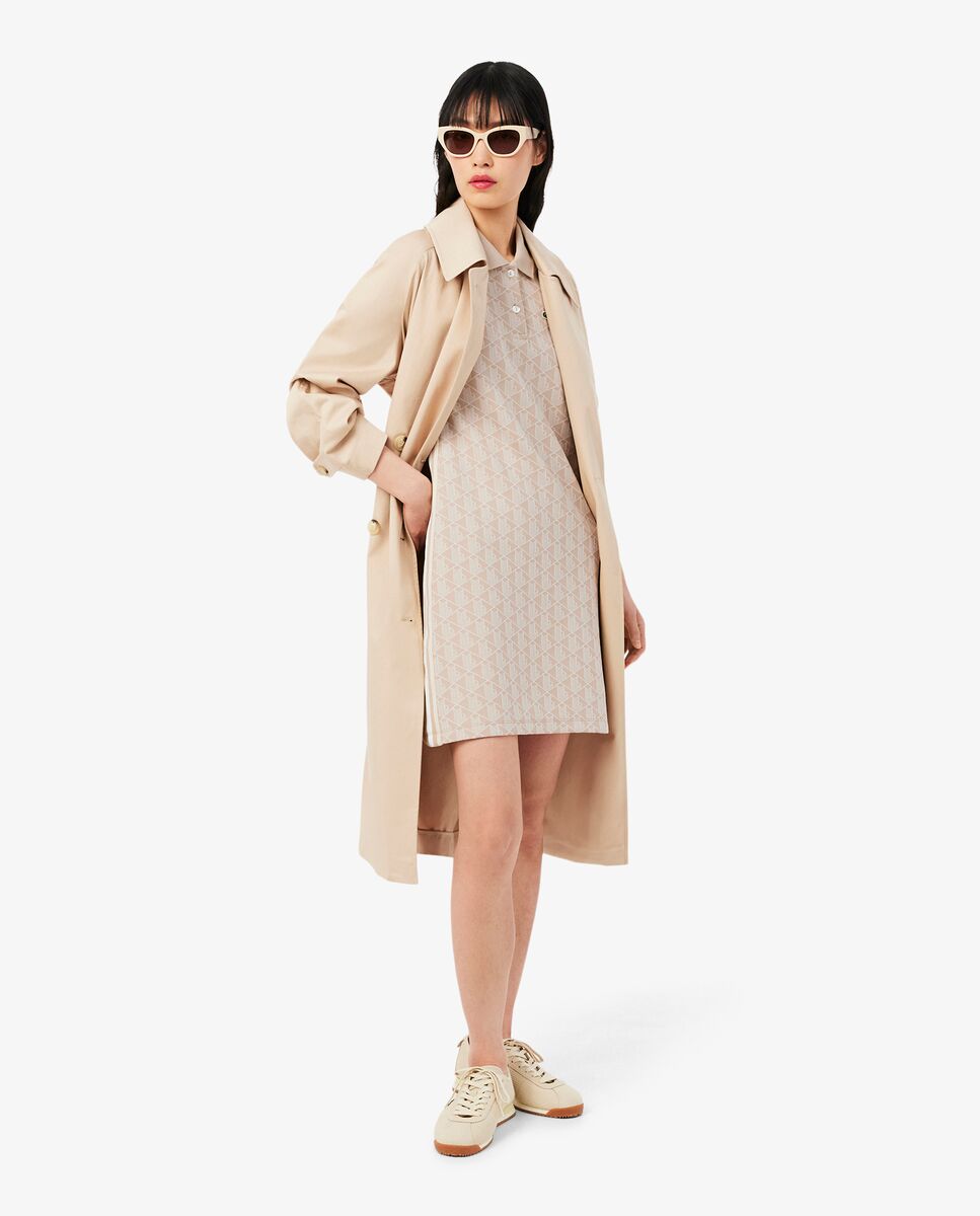 Vestido polo de corte ajustado con monograma - Lacoste - Beige Beige-5