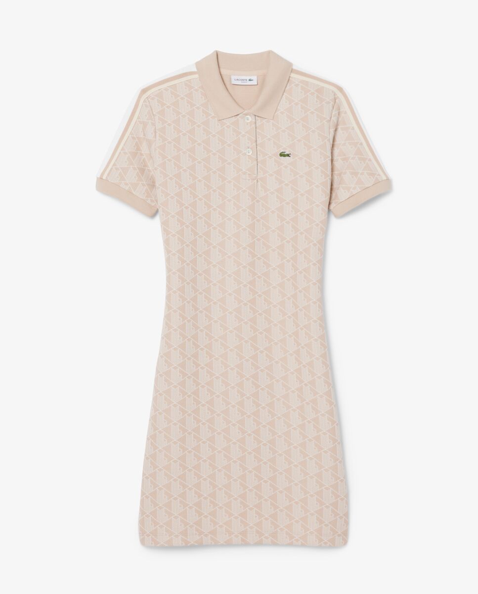 Vestido polo de corte ajustado con monograma - Lacoste - Beige Beige-6