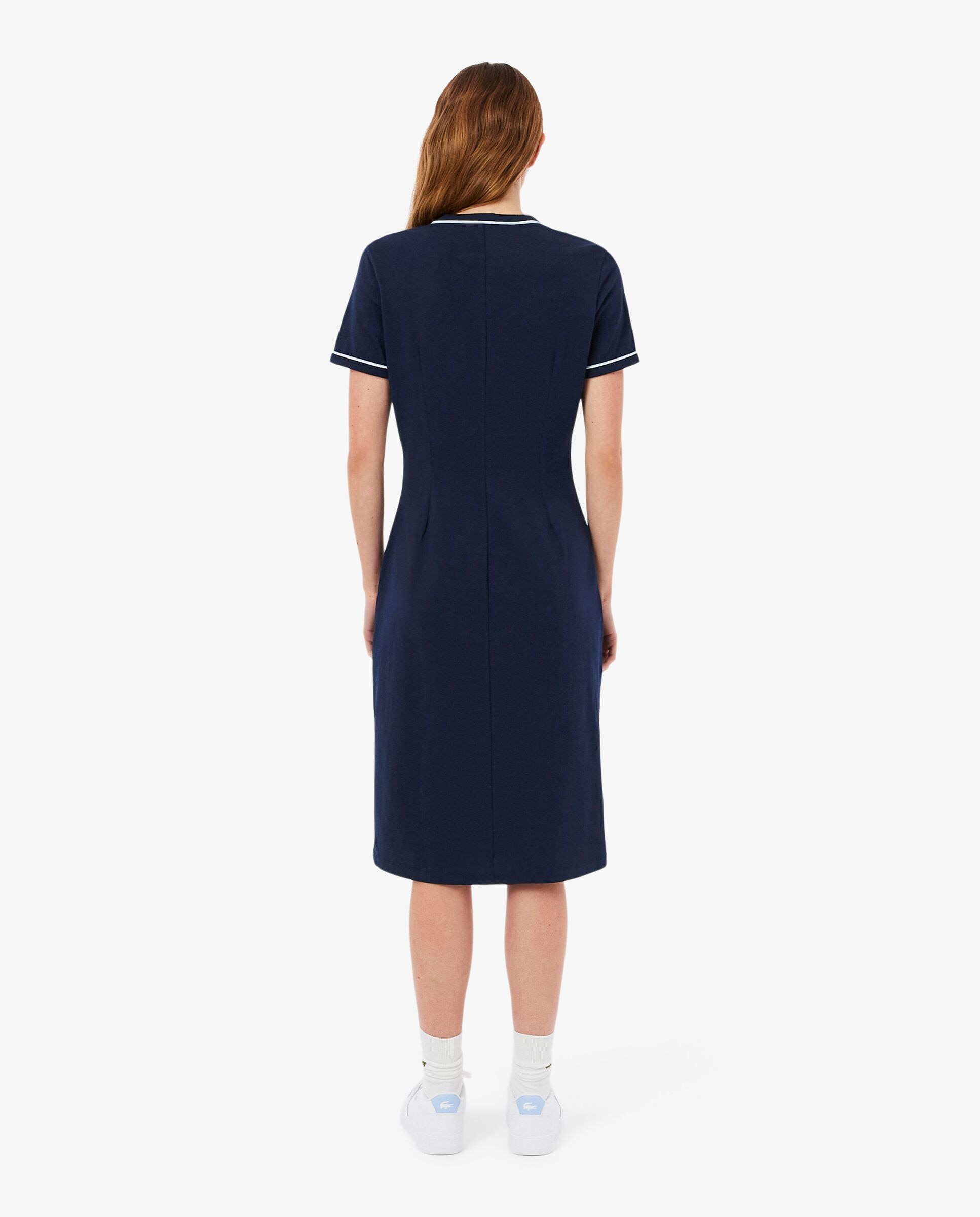 Vestido de punto jersey con ribete en contraste - Lacoste - Azul oscuro Azul oscuro-2