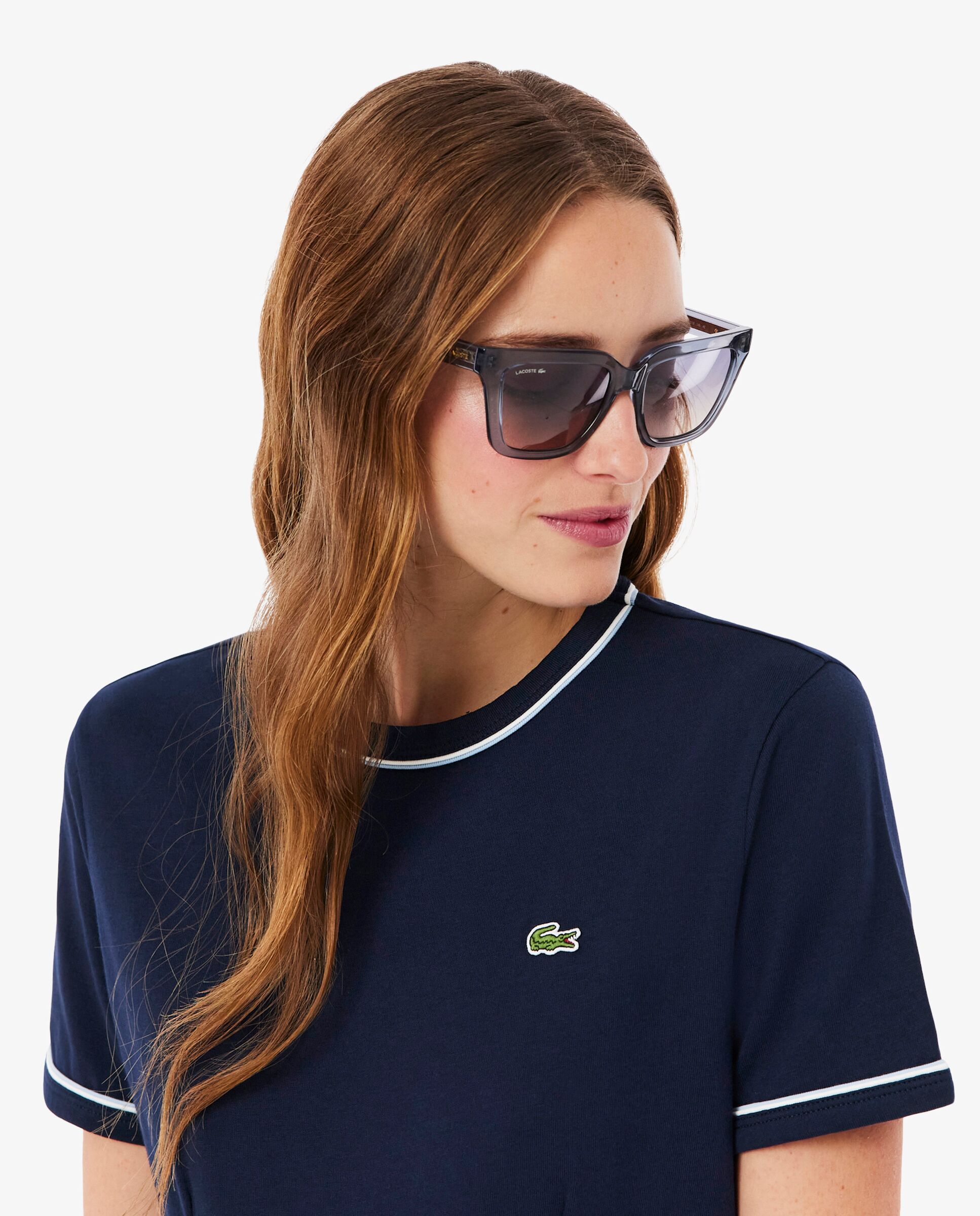 Vestido de punto jersey con ribete en contraste - Lacoste - Azul oscuro Azul oscuro-3