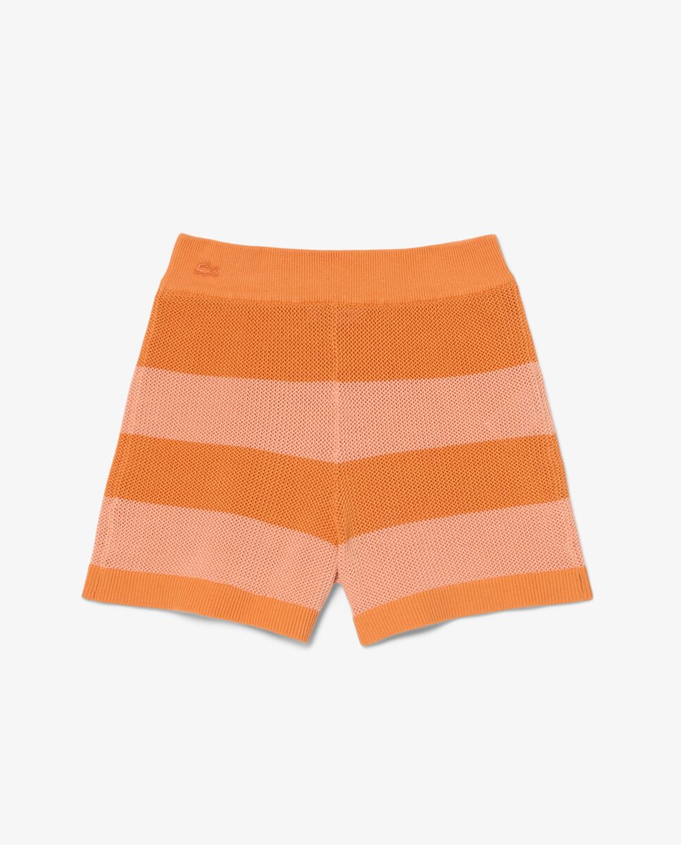 Short de mujer corto de punto de malla con rayas en - Lacoste - Naranja Naranja-5