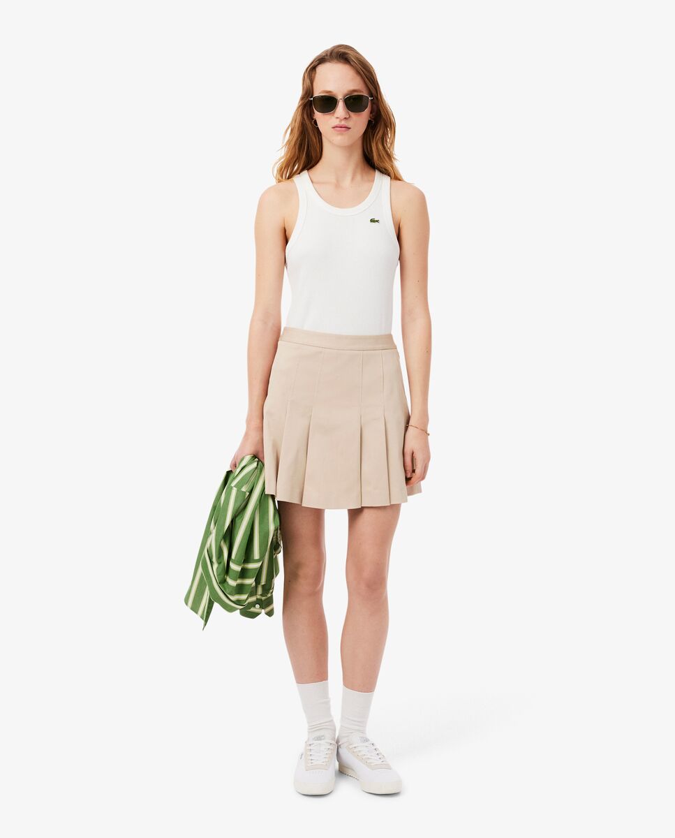 Falda corta plisada de algodón elástico - Lacoste - Beige Beige-1