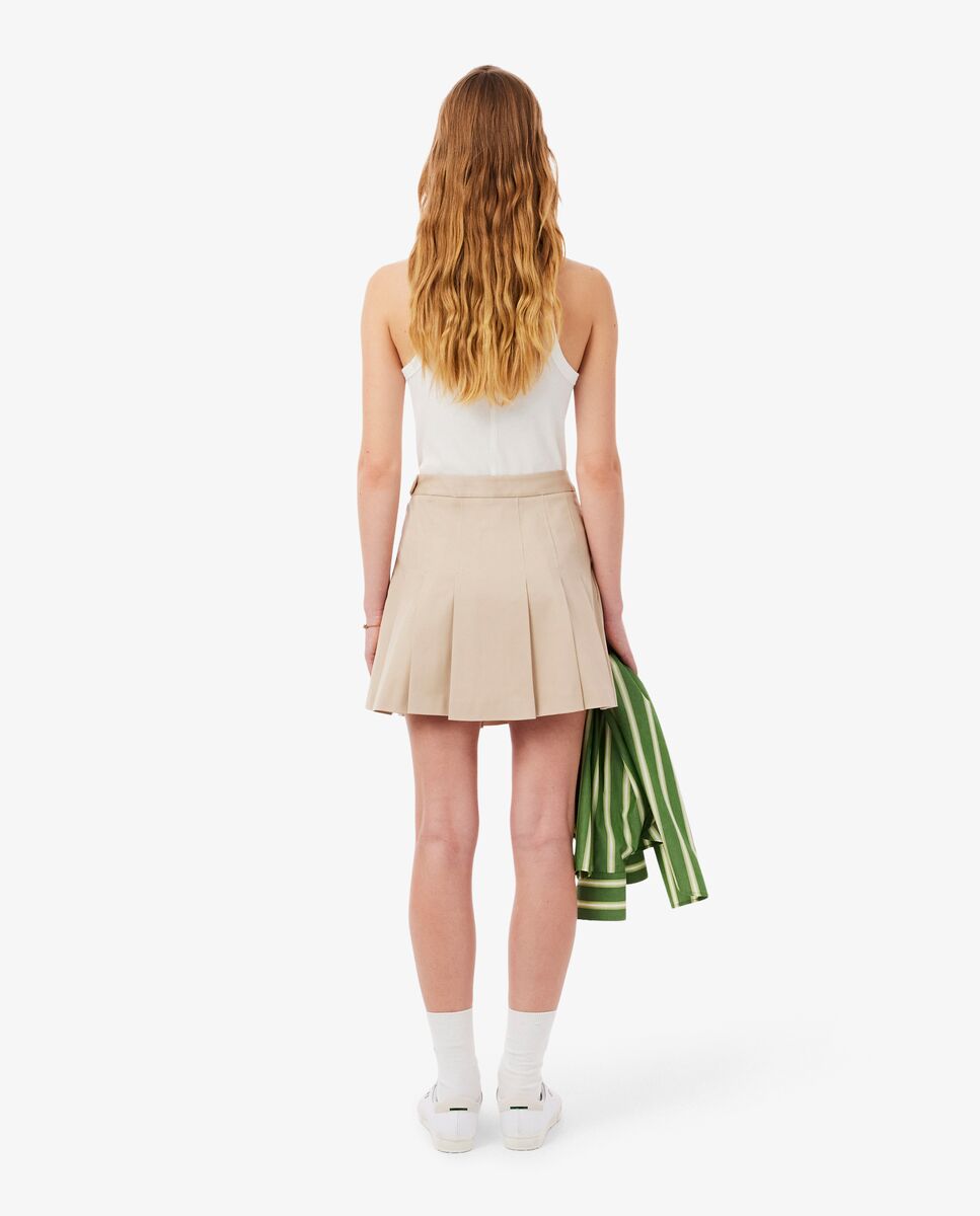 Falda corta plisada de algodón elástico - Lacoste - Beige Beige-3