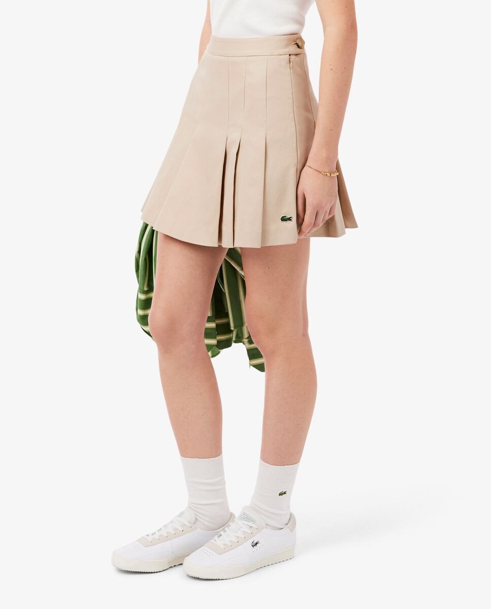 Falda corta plisada de algodón elástico - Lacoste - Beige Beige-4