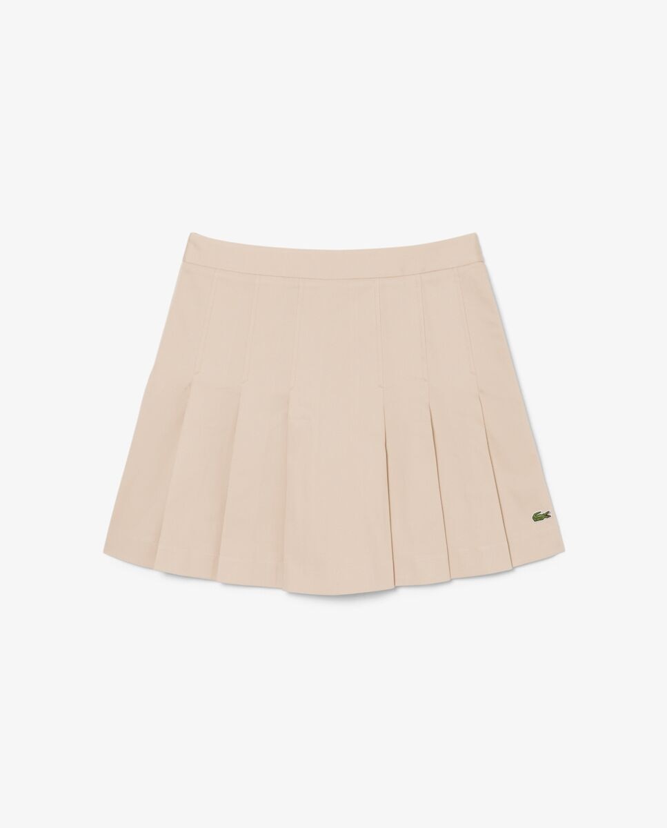 Falda corta plisada de algodón elástico - Lacoste - Beige Beige-6