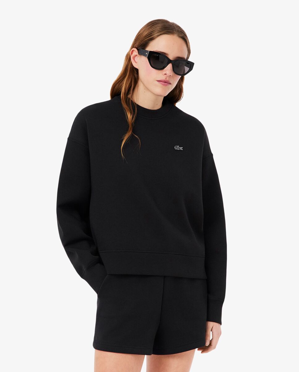 Sudadera de mujer oversized de punto de doble cara - Lacoste - Negro Negro-1