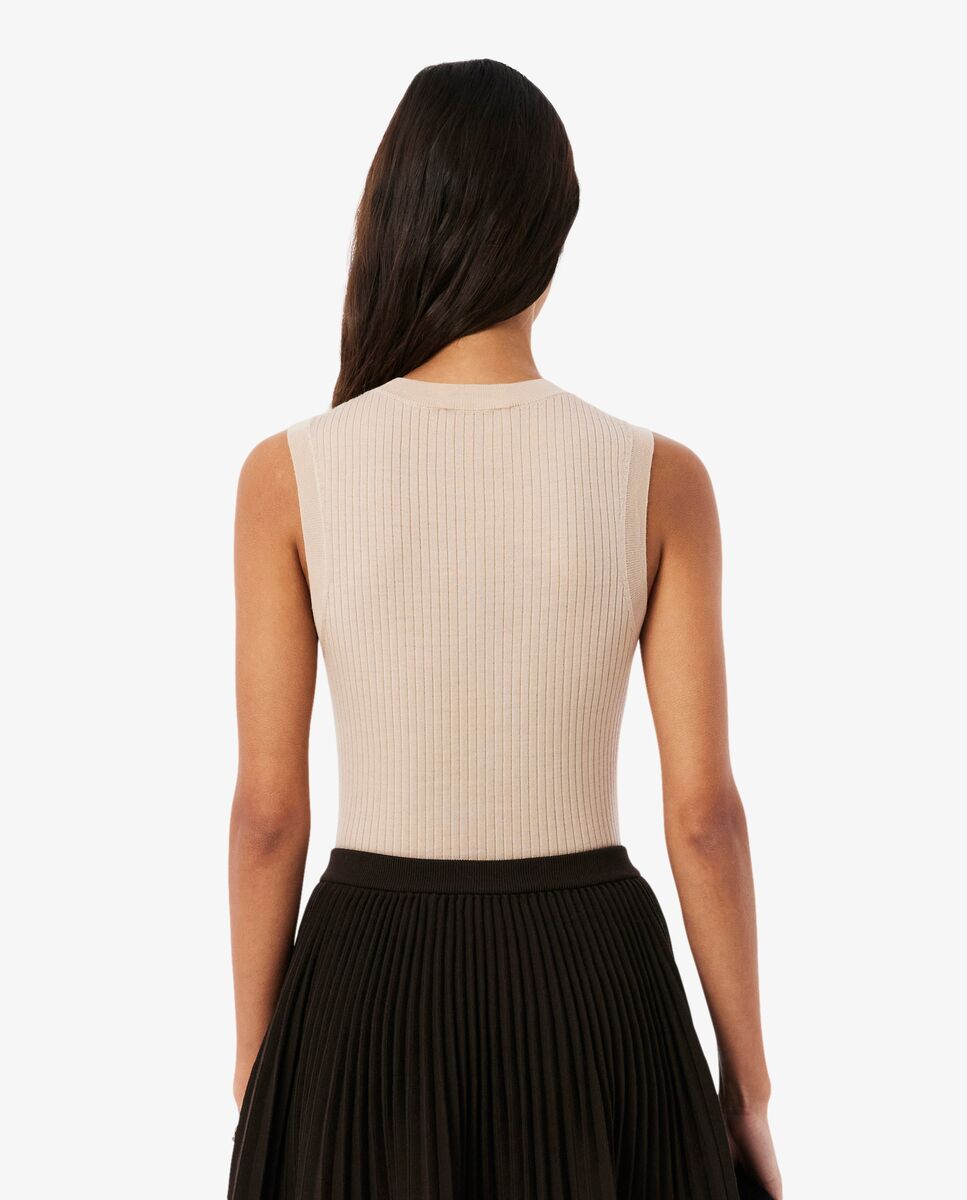 Jersey de mujer sin mangas de lana - Lacoste - Beige Beige-2