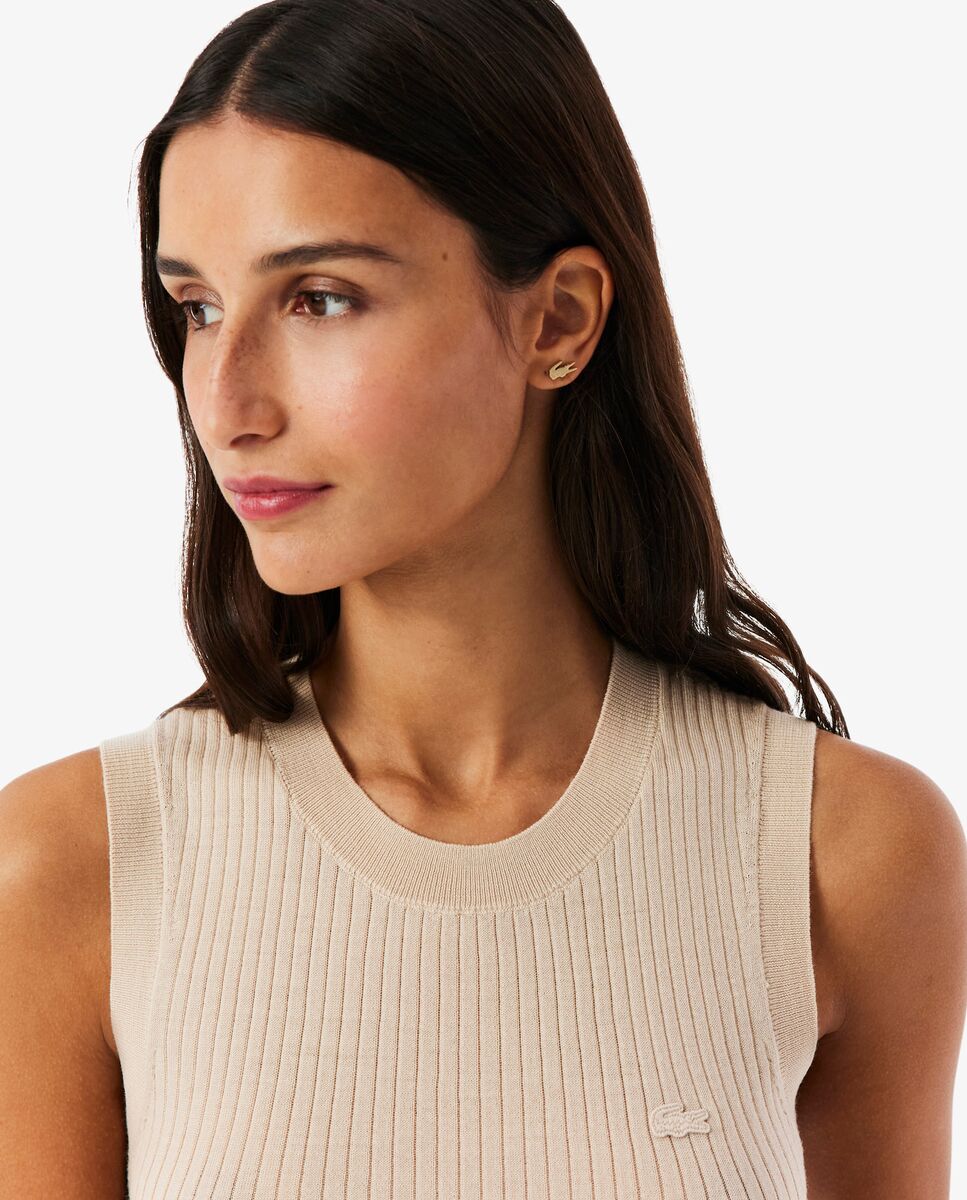 Jersey de mujer sin mangas de lana - Lacoste - Beige Beige-3