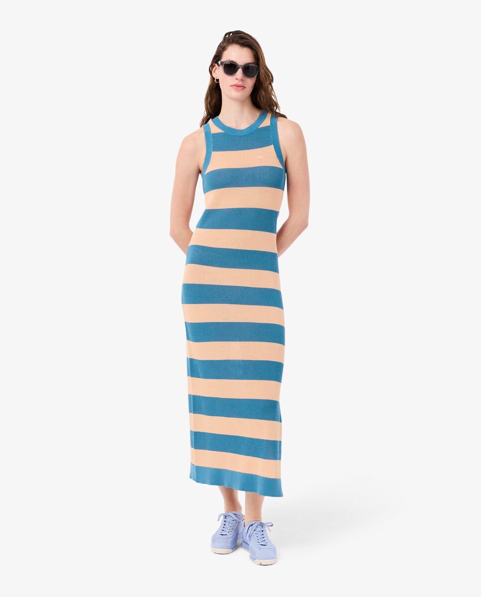 Vestido de algodón de rayas - Lacoste - Azul claro Azul claro-2
