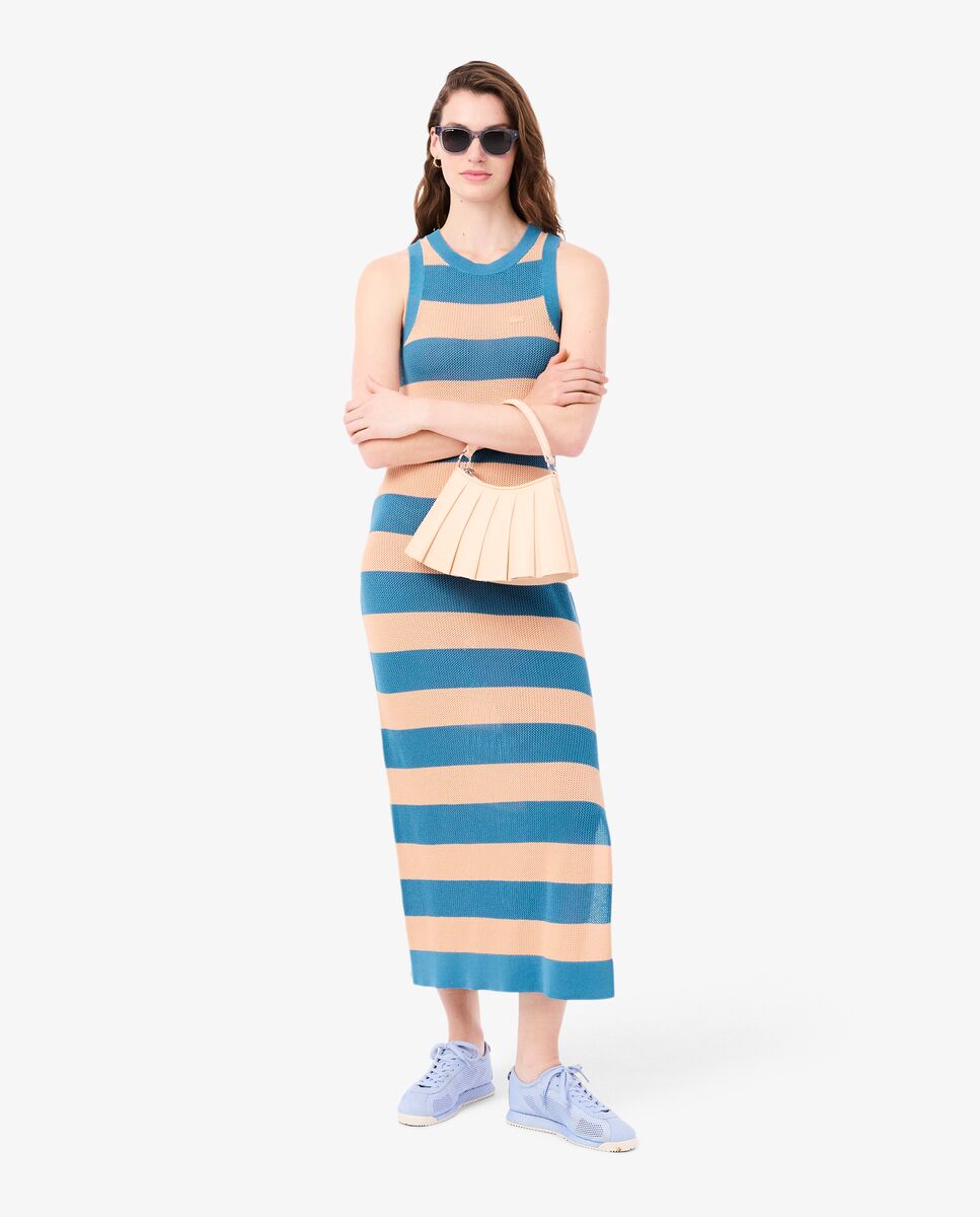 Vestido de algodón de rayas - Lacoste - Azul claro Azul claro-5