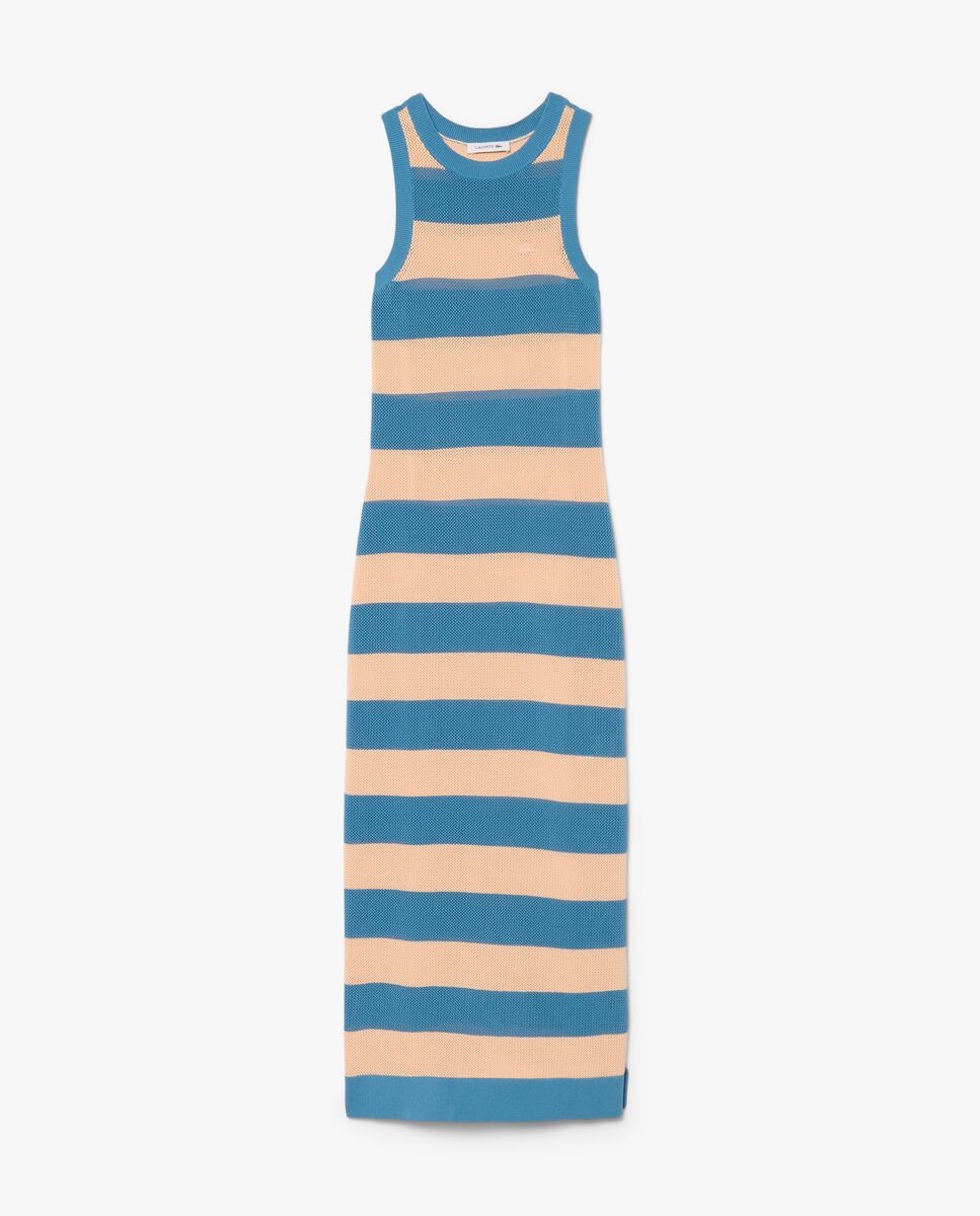 Vestido de algodón de rayas - Lacoste - Azul claro Azul claro-6
