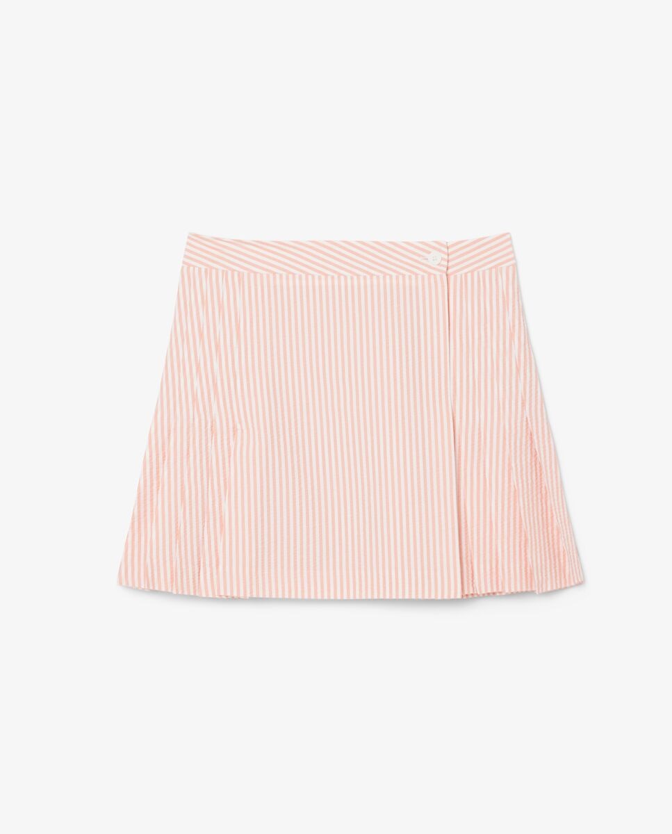 Falda corta tipo sobre de seersucker en blanco - Lacoste - Blanco / Rosa Blanco / Rosa-5