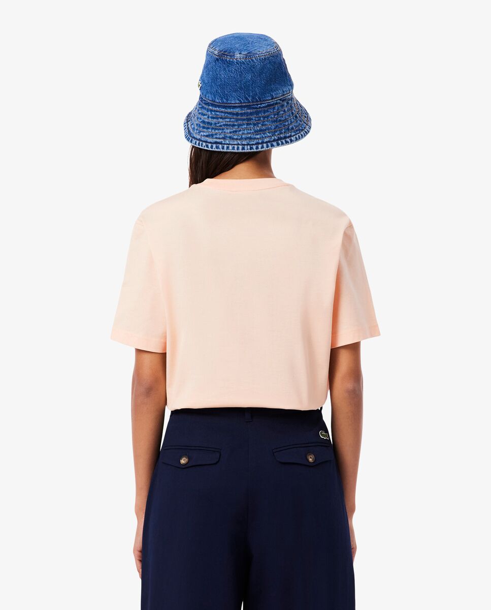Camiseta de mujer de corte holgado de algodón suave de manga corta - Lacoste - Rosa Rosa-3