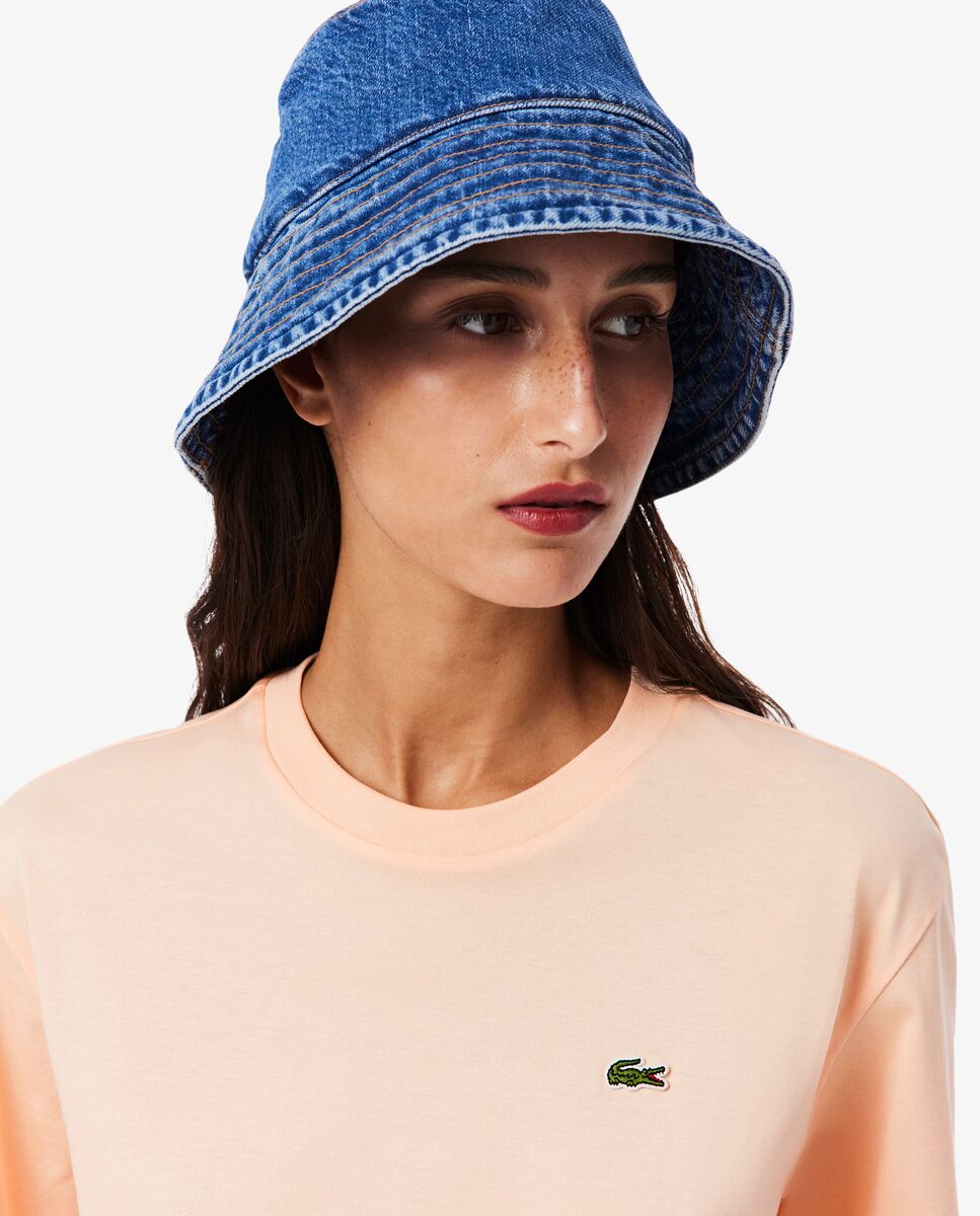 Camiseta de mujer de corte holgado de algodón suave de manga corta - Lacoste - Rosa Rosa-4