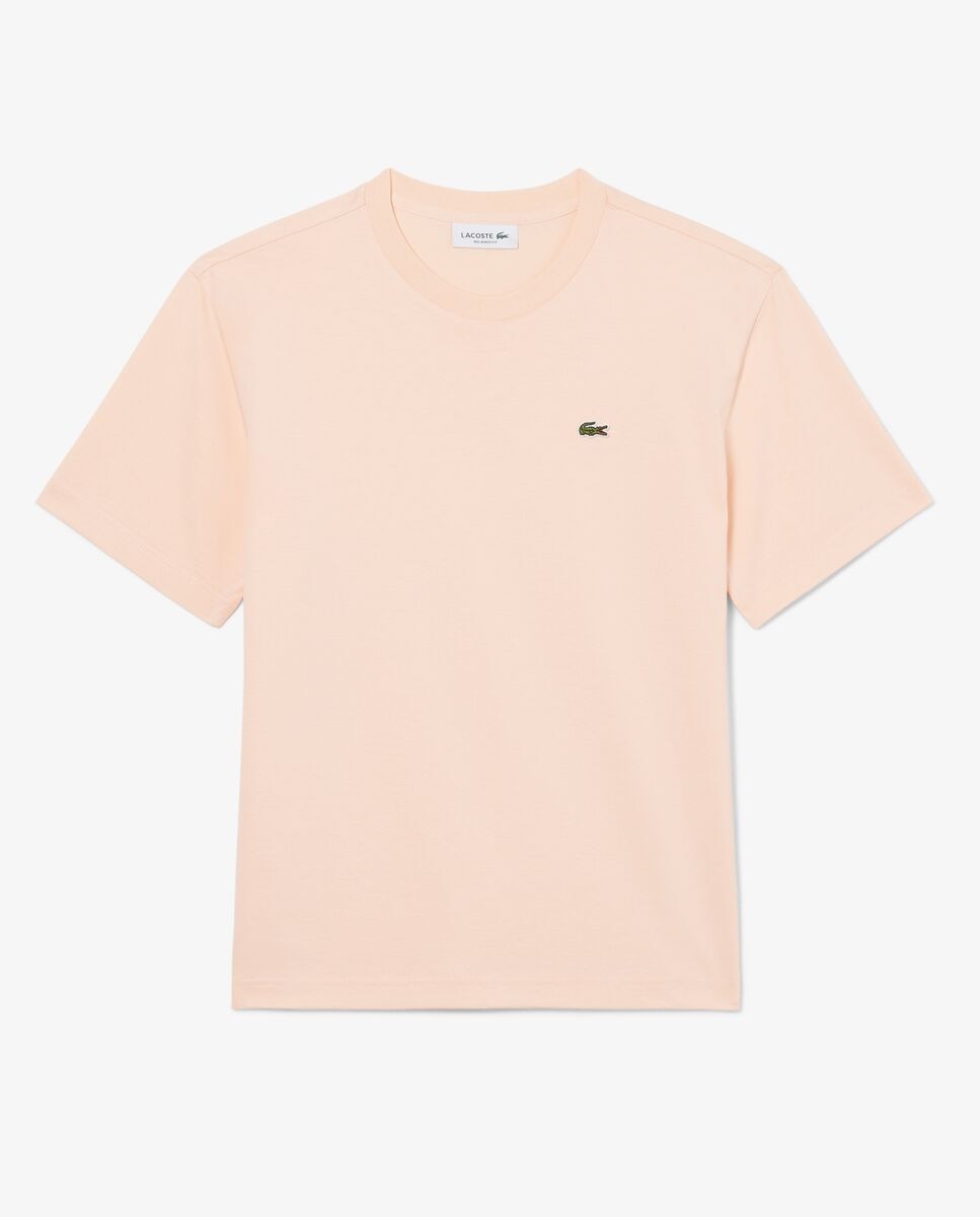 Camiseta de mujer de corte holgado de algodón suave de manga corta - Lacoste - Rosa Rosa-6