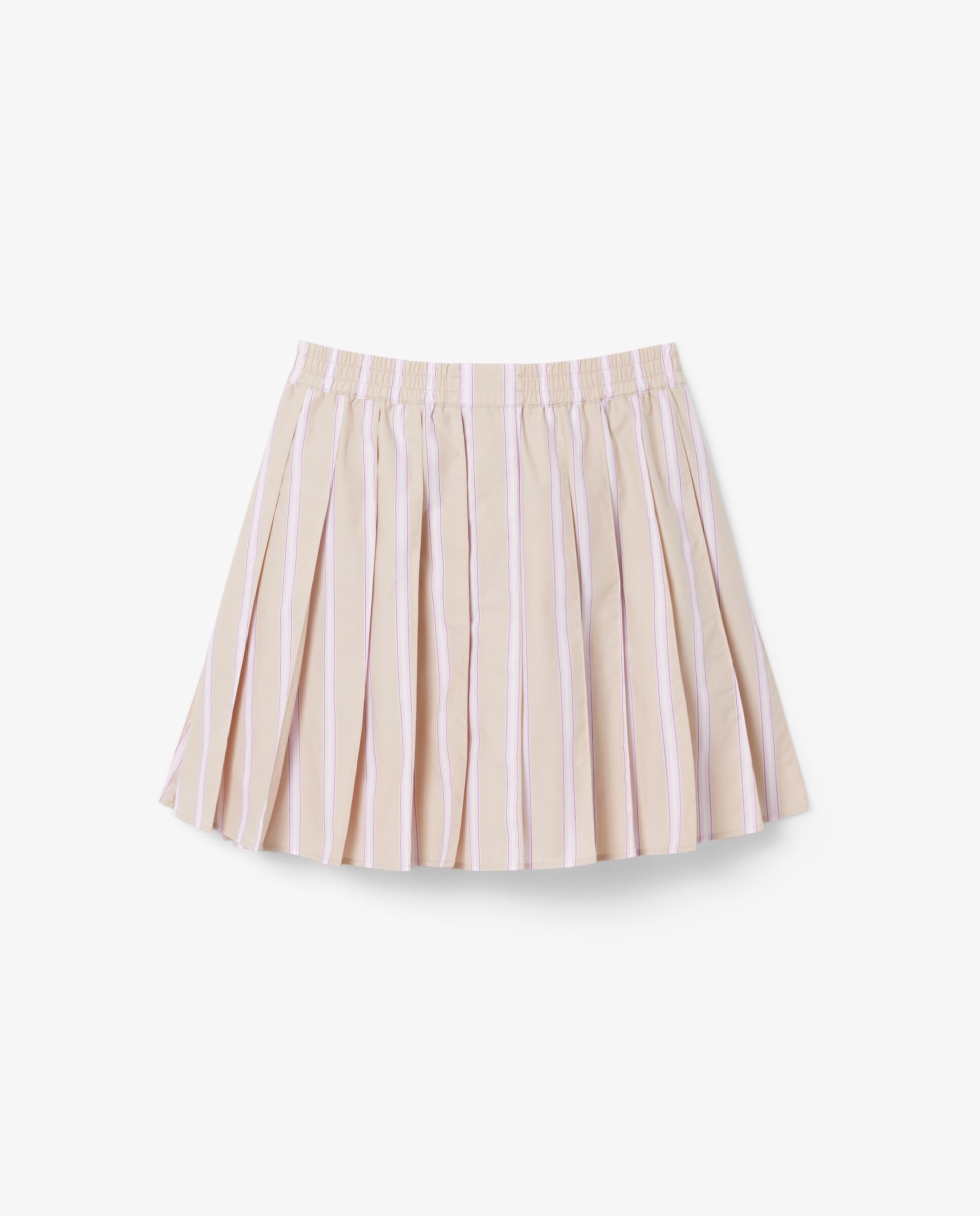 Falda corta plisada de popelín de rayas en marrón - Lacoste - Beige Beige-6