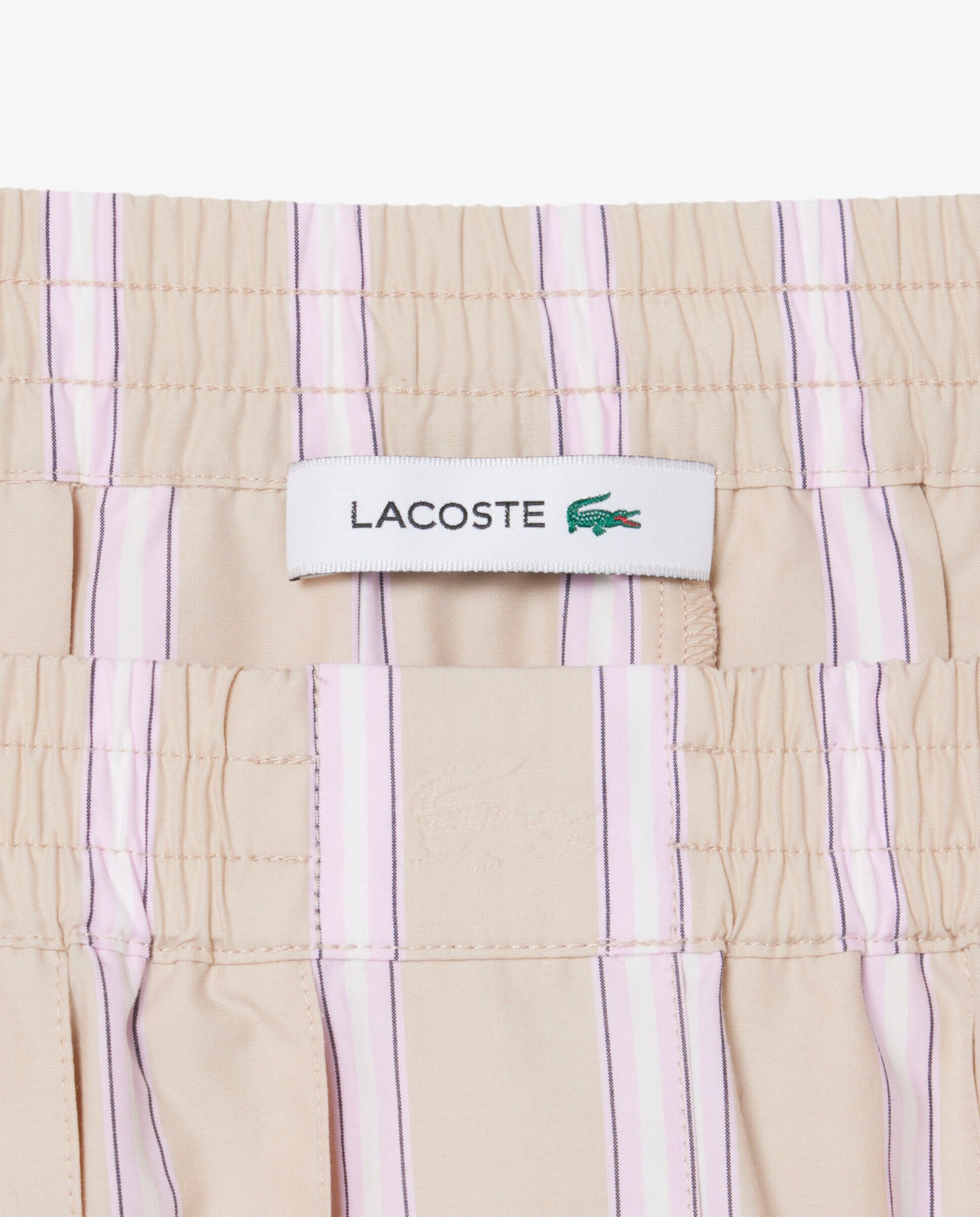 Falda corta plisada de popelín de rayas en marrón - Lacoste - Beige Beige-5