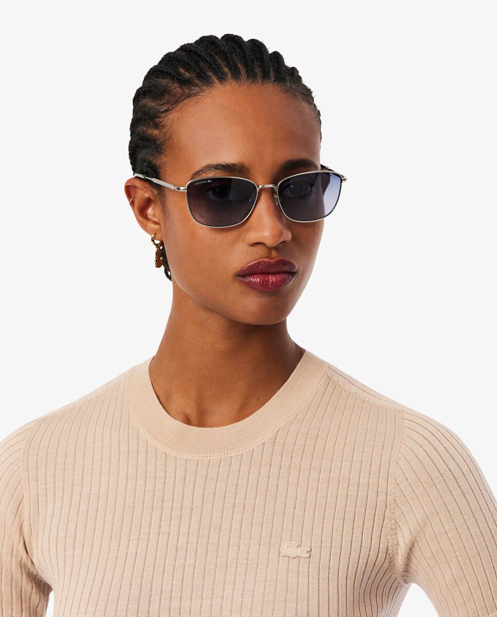 Jersey de manga corta de punto de canalé de lana merino - Lacoste - Beige Beige-3