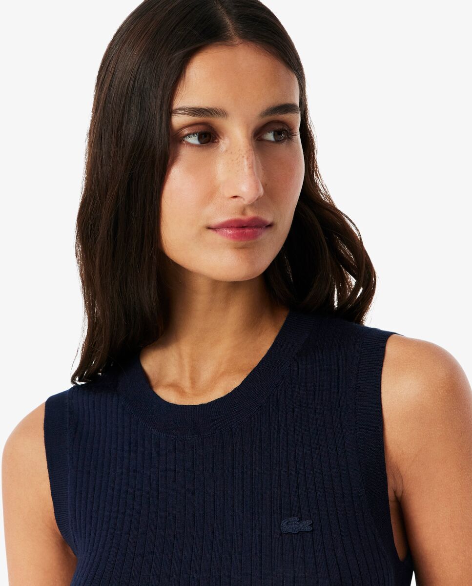 Jersey de mujer sin mangas de lana - Lacoste - Azul marino Azul marino-3