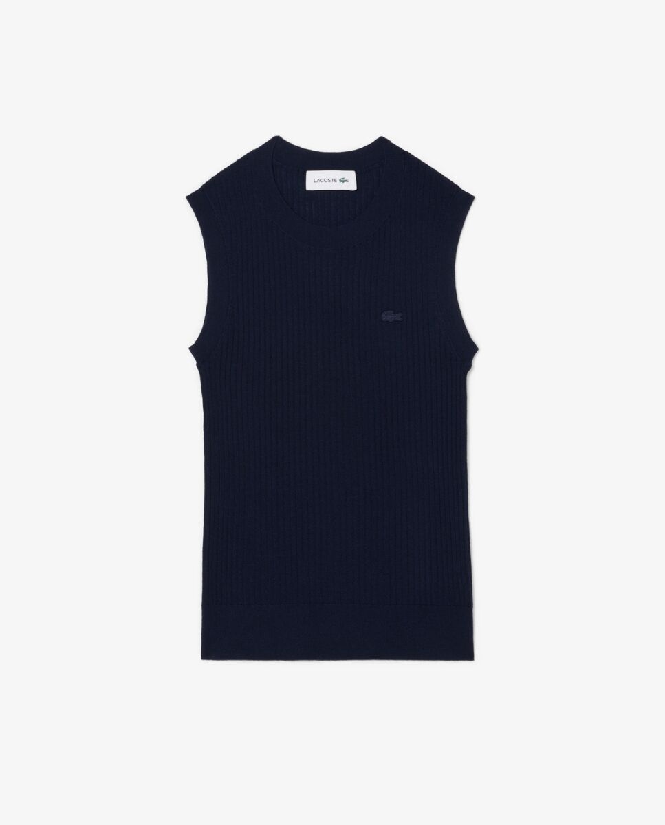 Jersey de mujer sin mangas de lana - Lacoste - Azul marino Azul marino-5