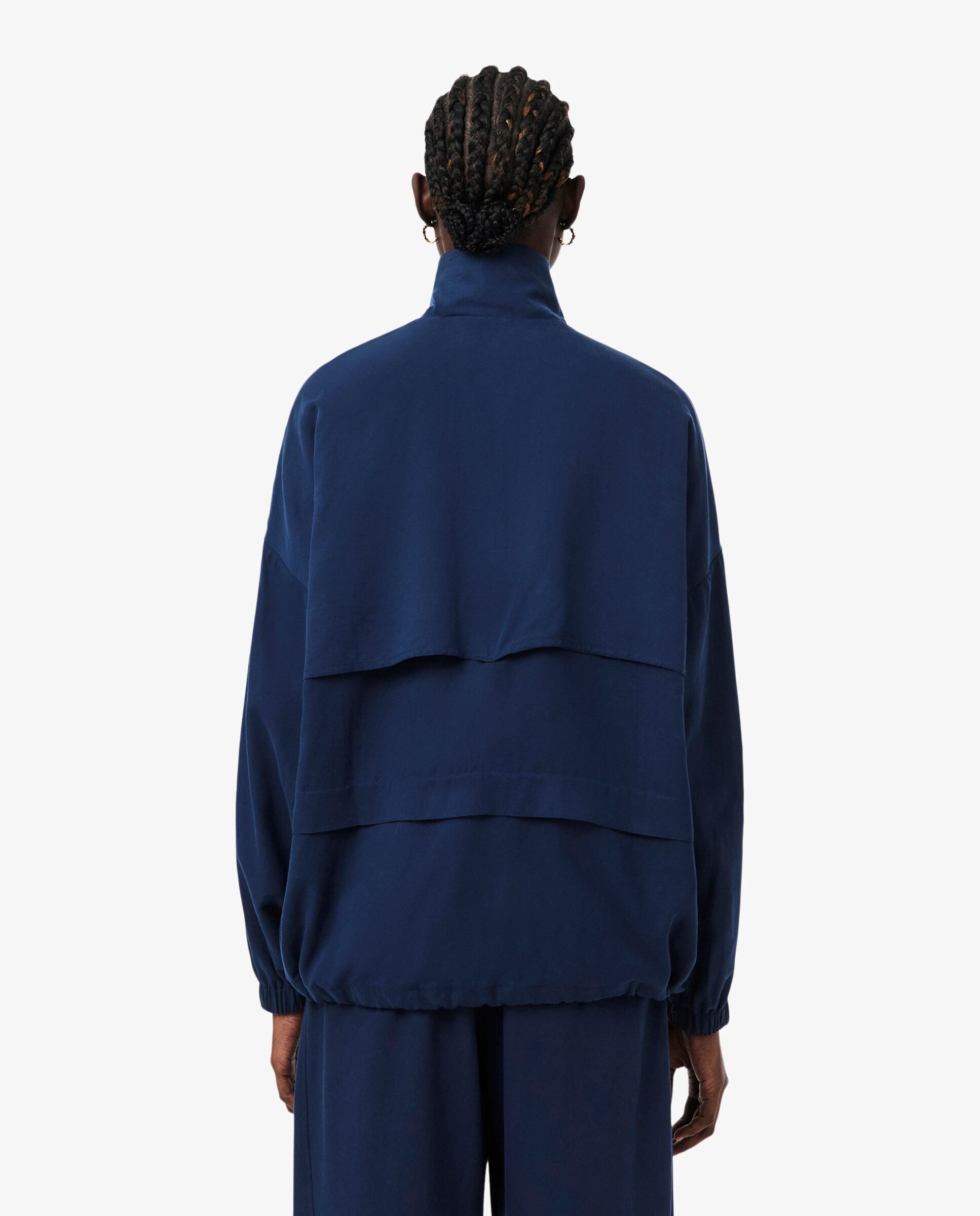 Chaqueta de mujer de chándal oversized de mezcla de lino en azul de manga larga - Lacoste - Azul marino Azul marino-2