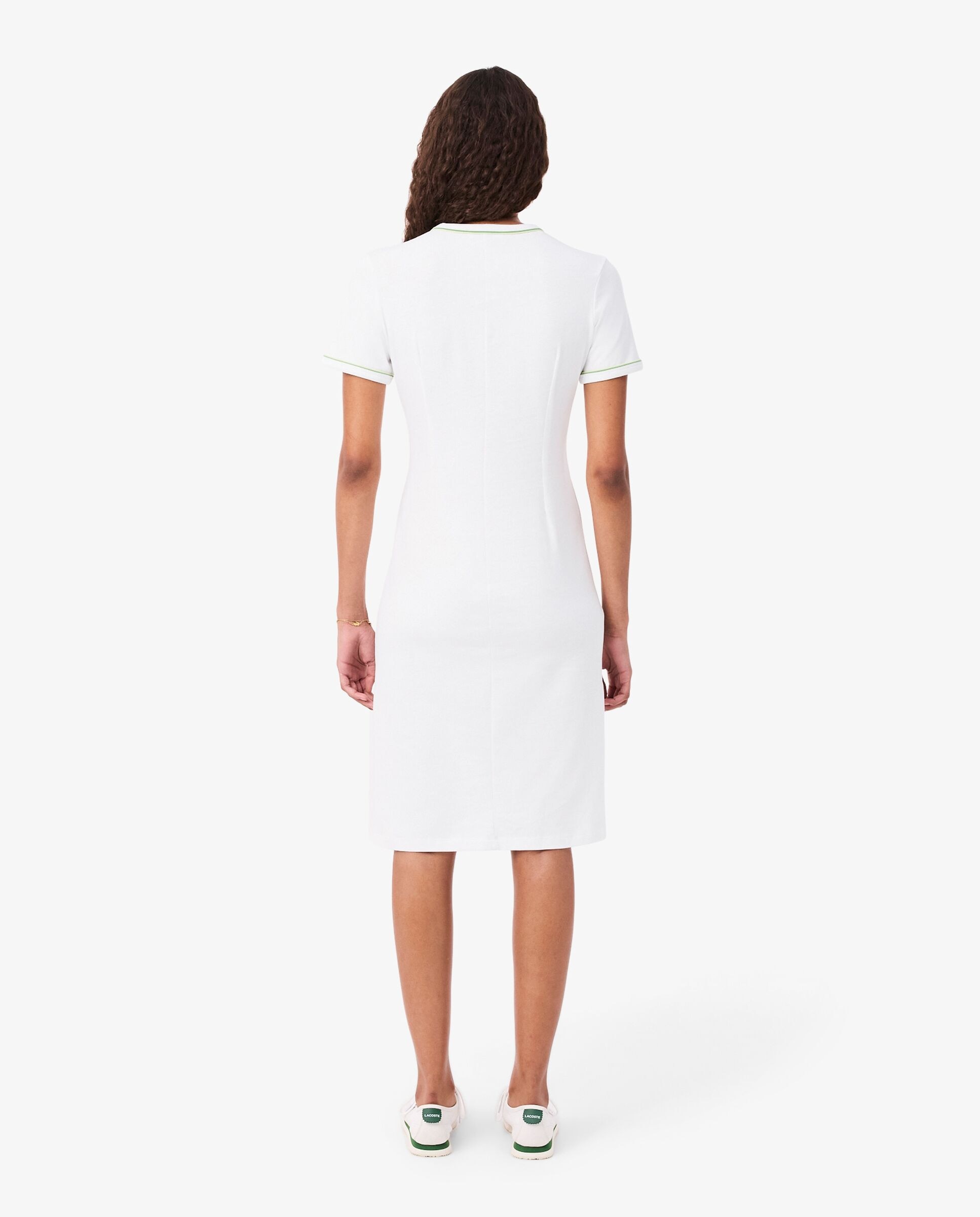 Vestido de punto jersey con ribete en contraste - Lacoste - Blanco Blanco-2