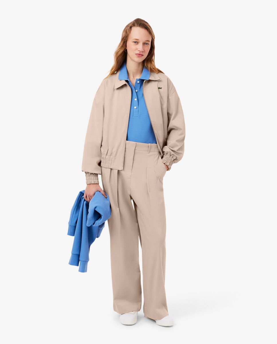 Pantalón de mujer chino de corte amplio de tela de gabardina de mujer elástica - Lacoste - Beige Beige-5